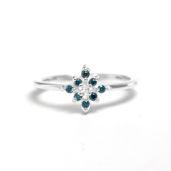 Natural Blue Diamond Silver Ring