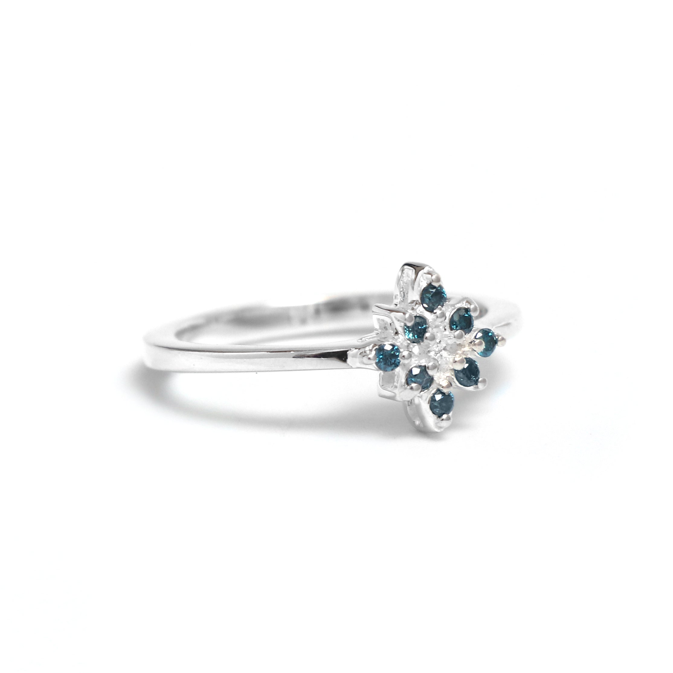 Natural Blue Diamond Silver Ring