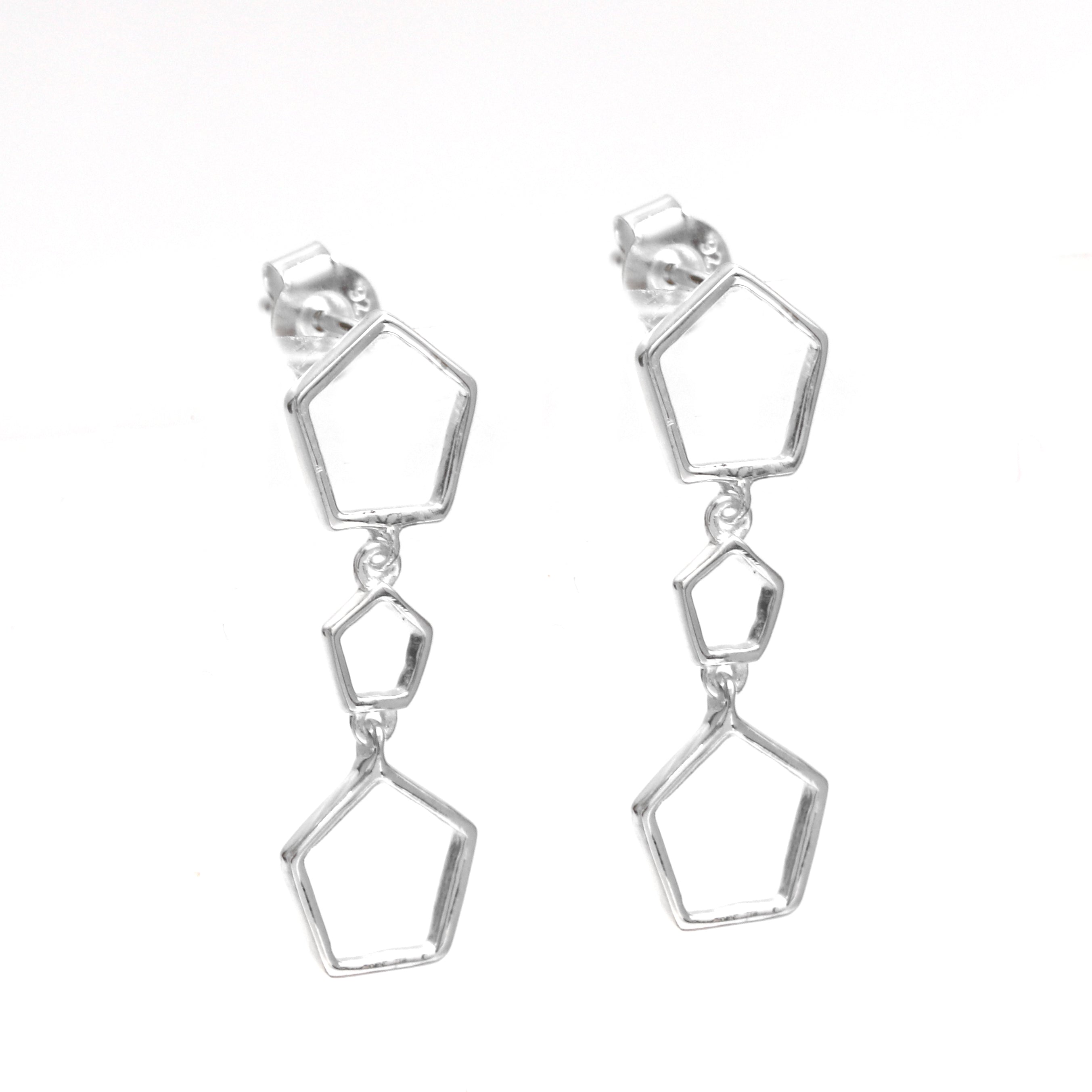 Geometric Silver Dangle Earrings