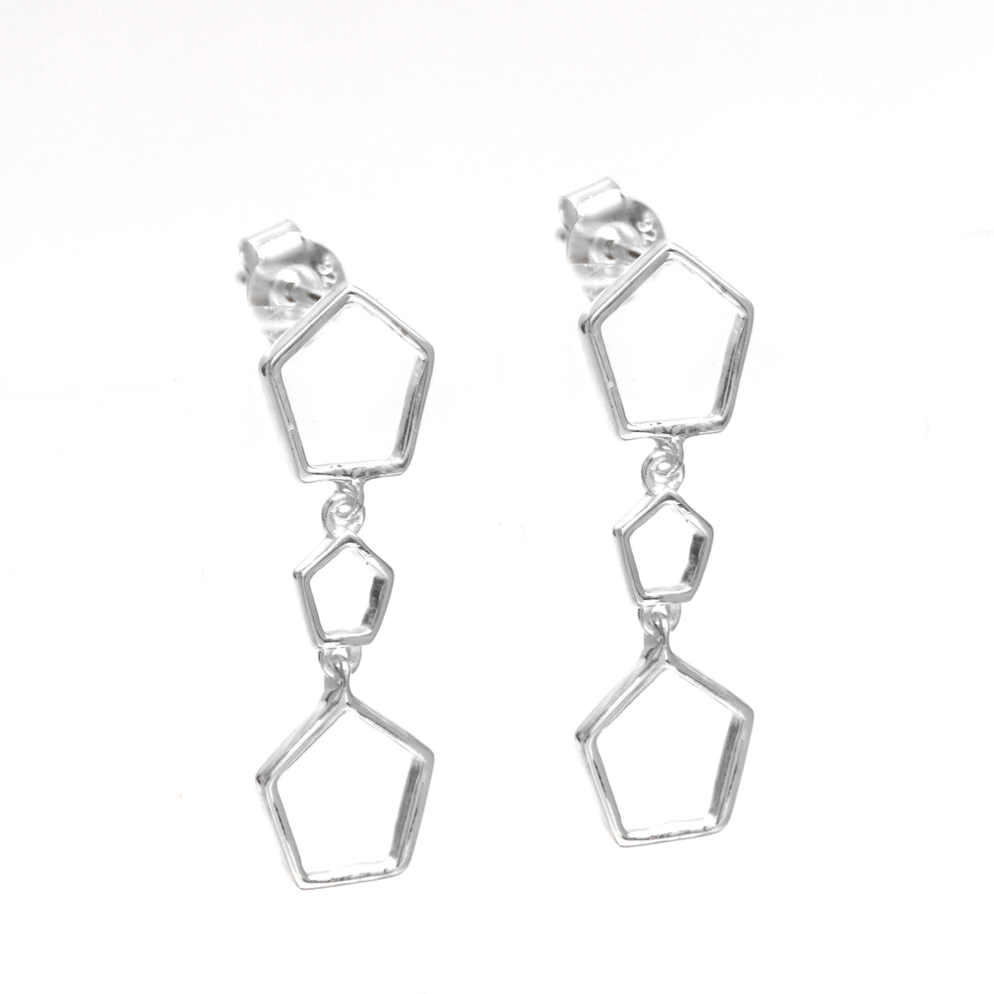 Geometric Silver Dangle Earrings