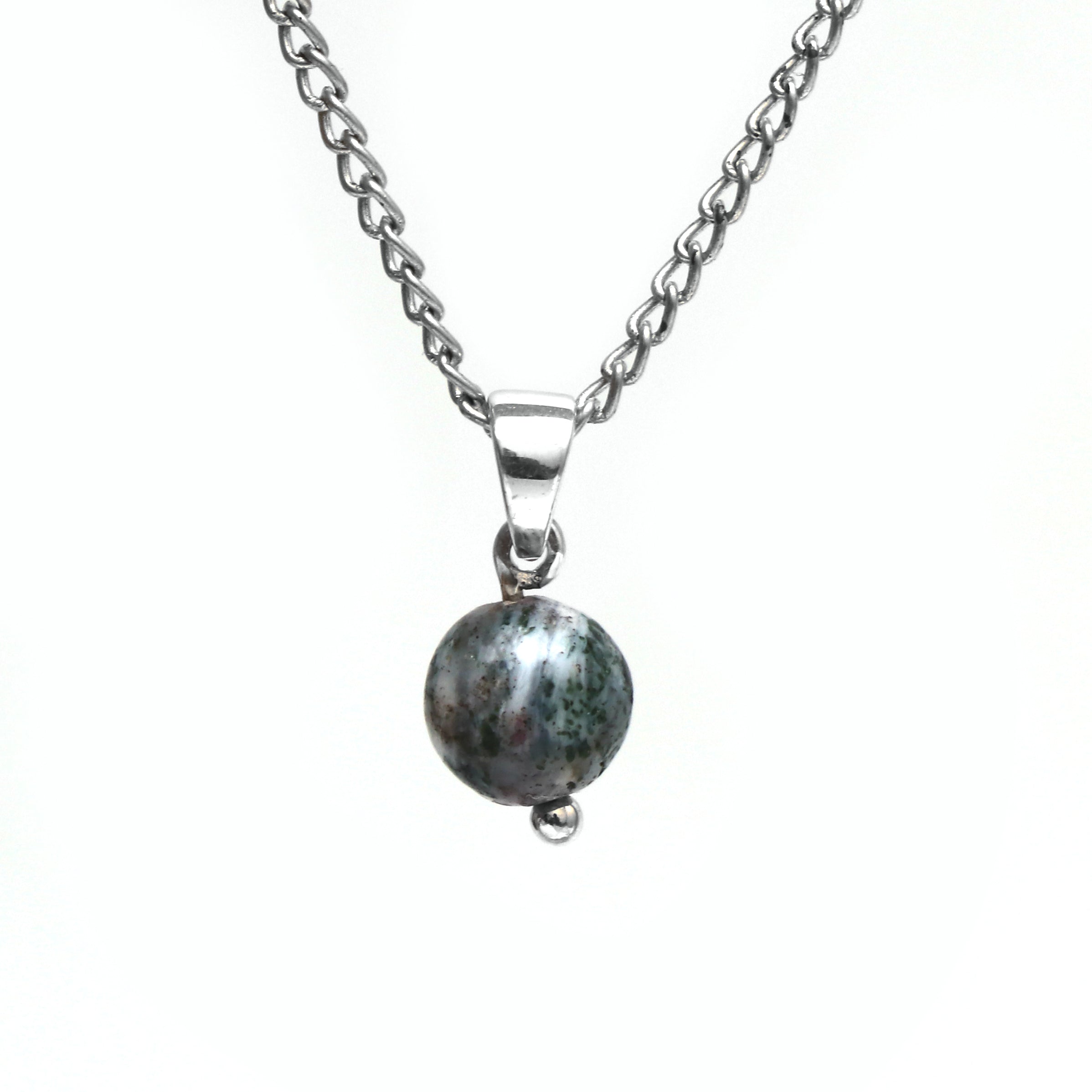 Semi Precious Ball Pendant With Chain