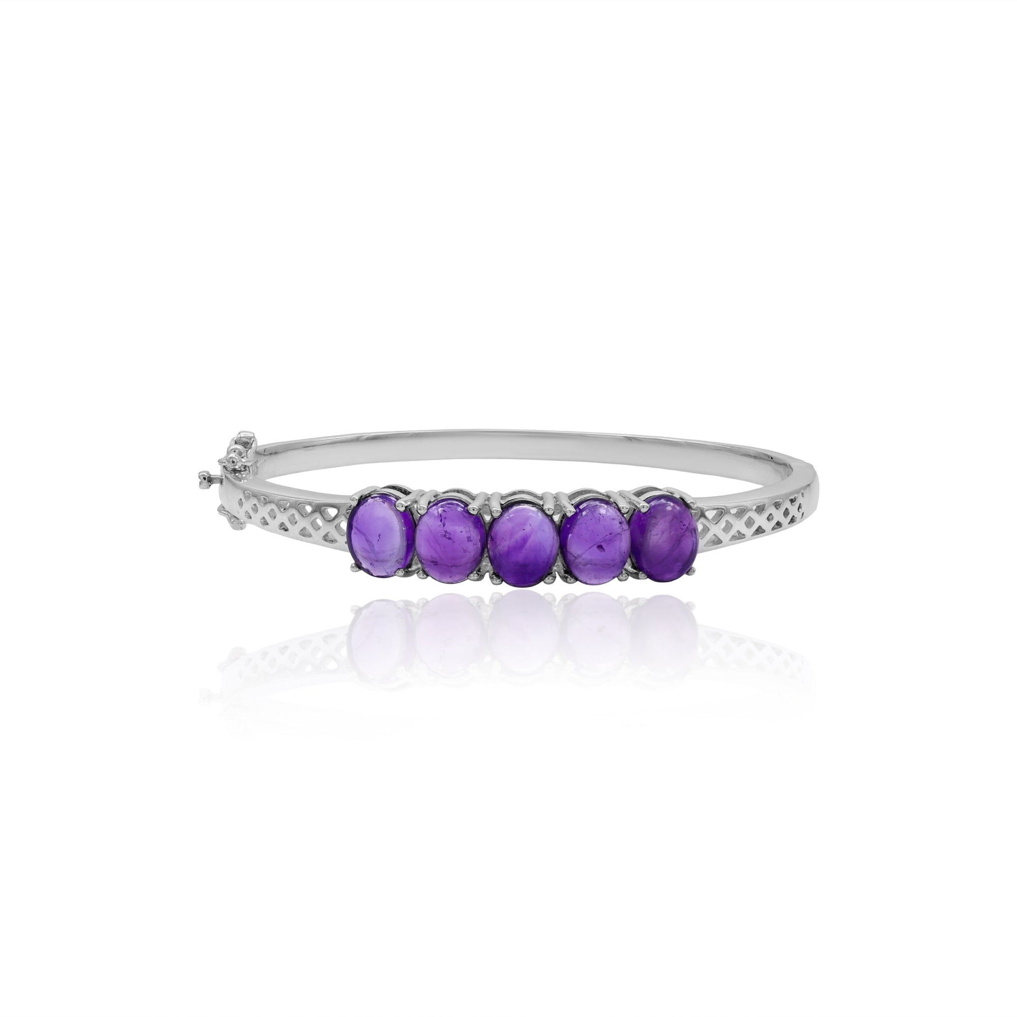 Amethyst Oval Cabochon Bangle Bracelet