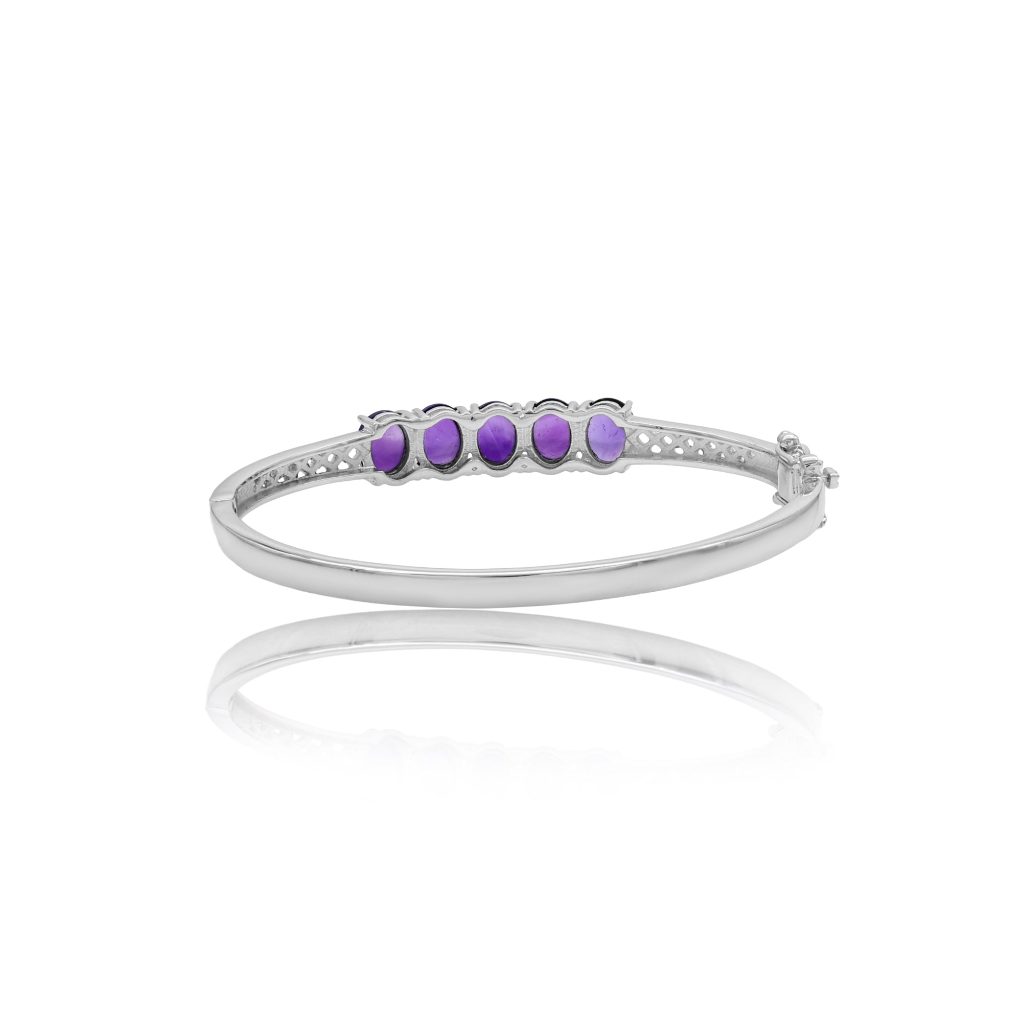 Amethyst Oval Cabochon Bangle Bracelet