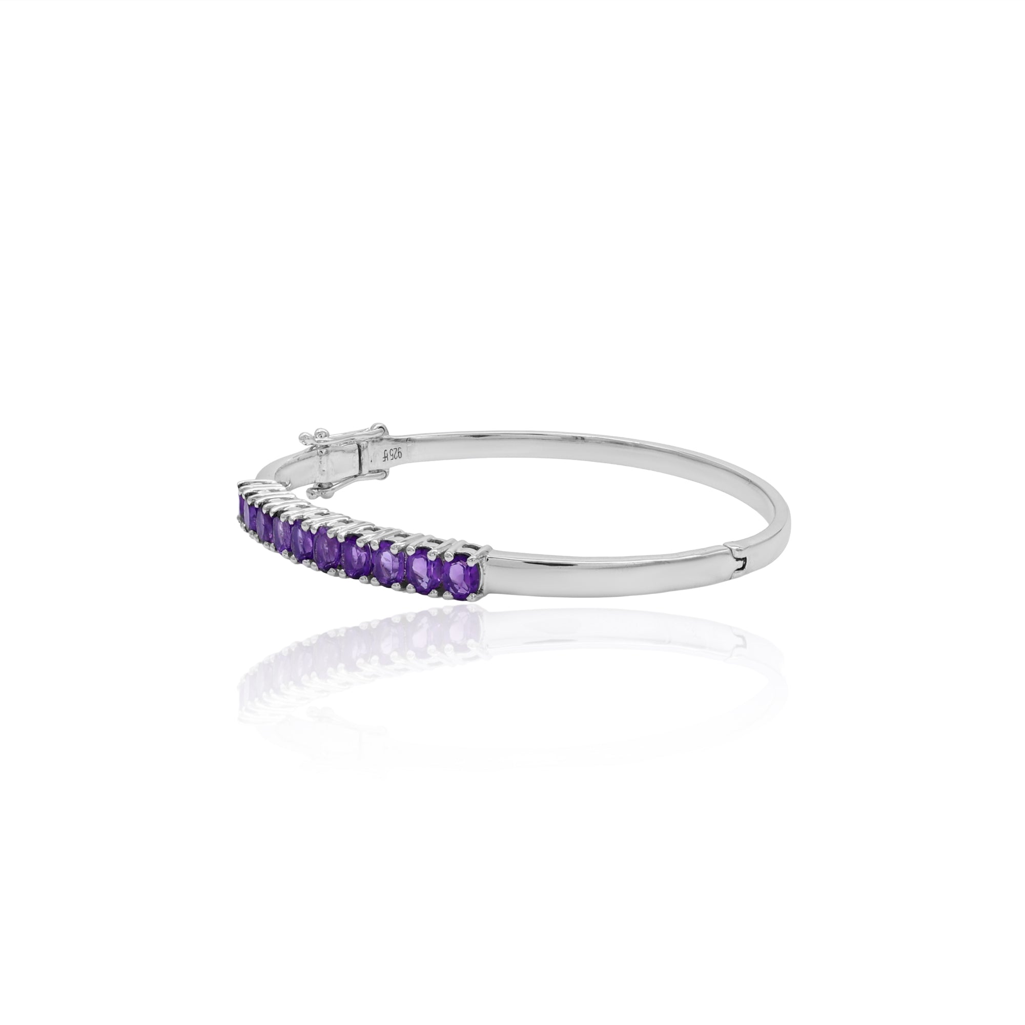 Amethyst Oval Stone Bangle Bracelet