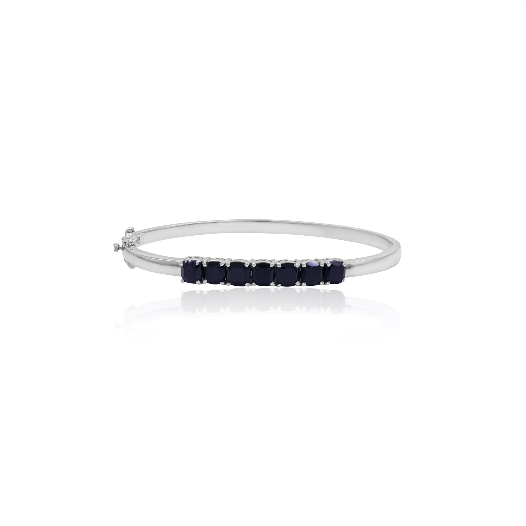 Black Spinel Cushion Bangle Bracelet