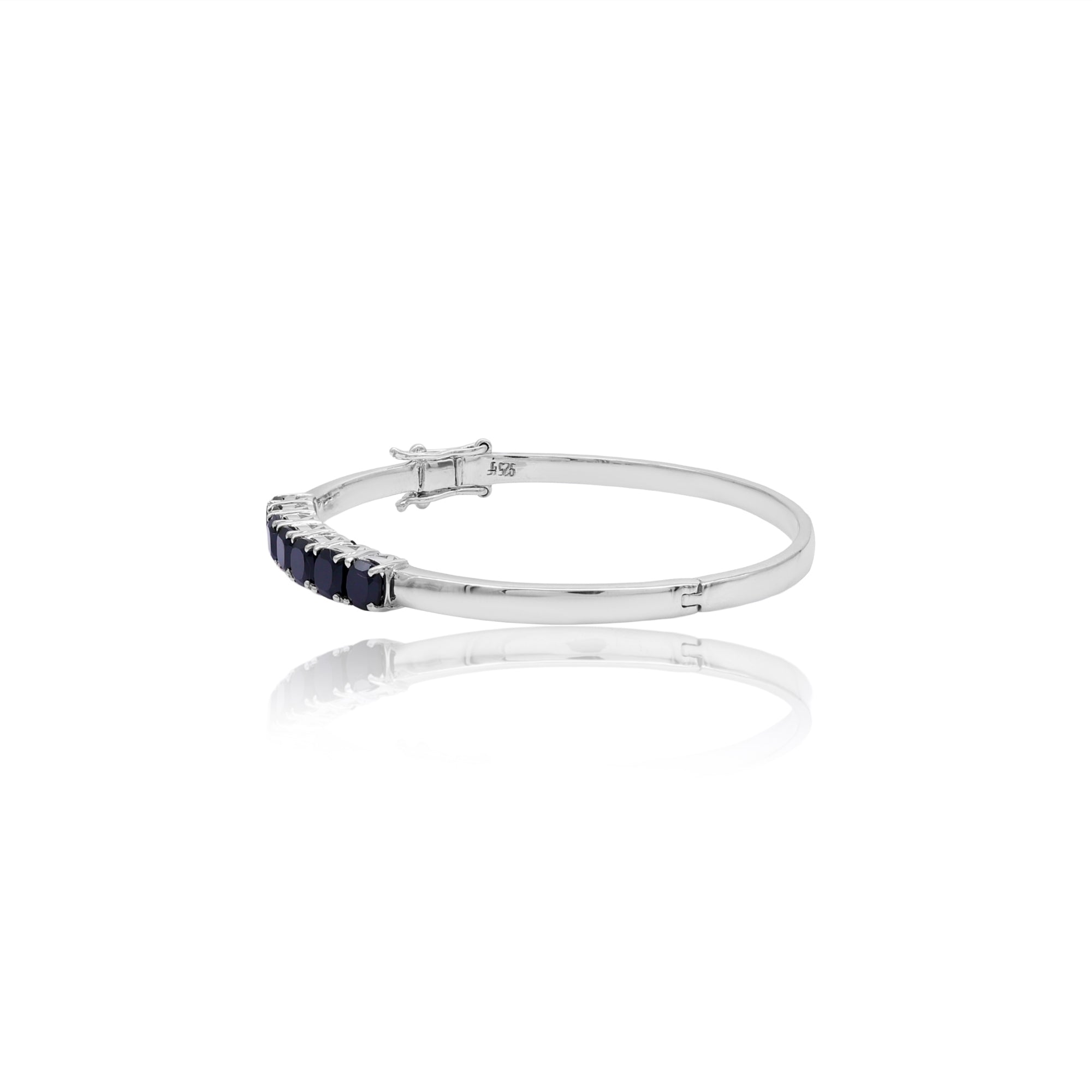 Black Spinel Cushion Bangle Bracelet