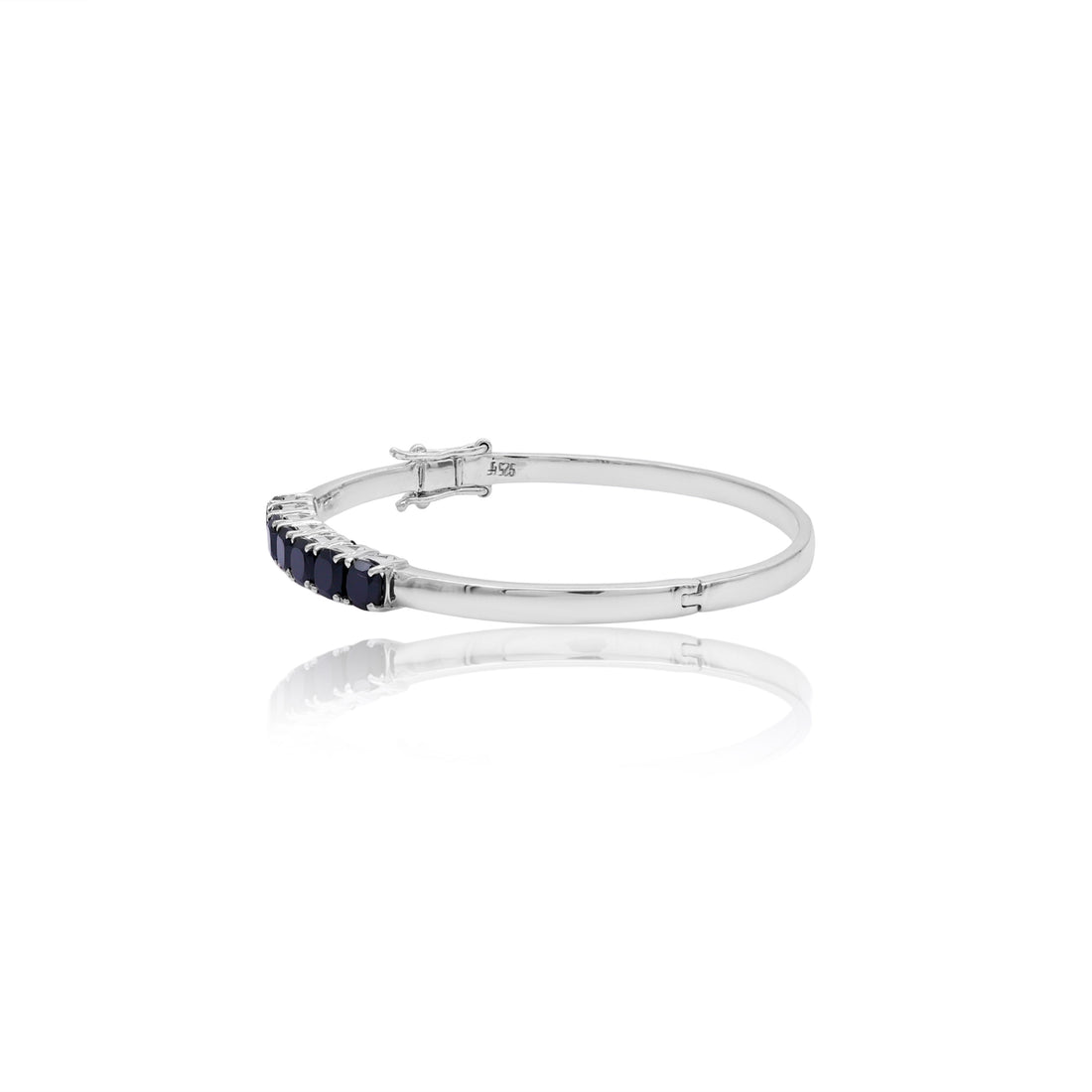 Black Spinel Cushion Bangle Bracelet