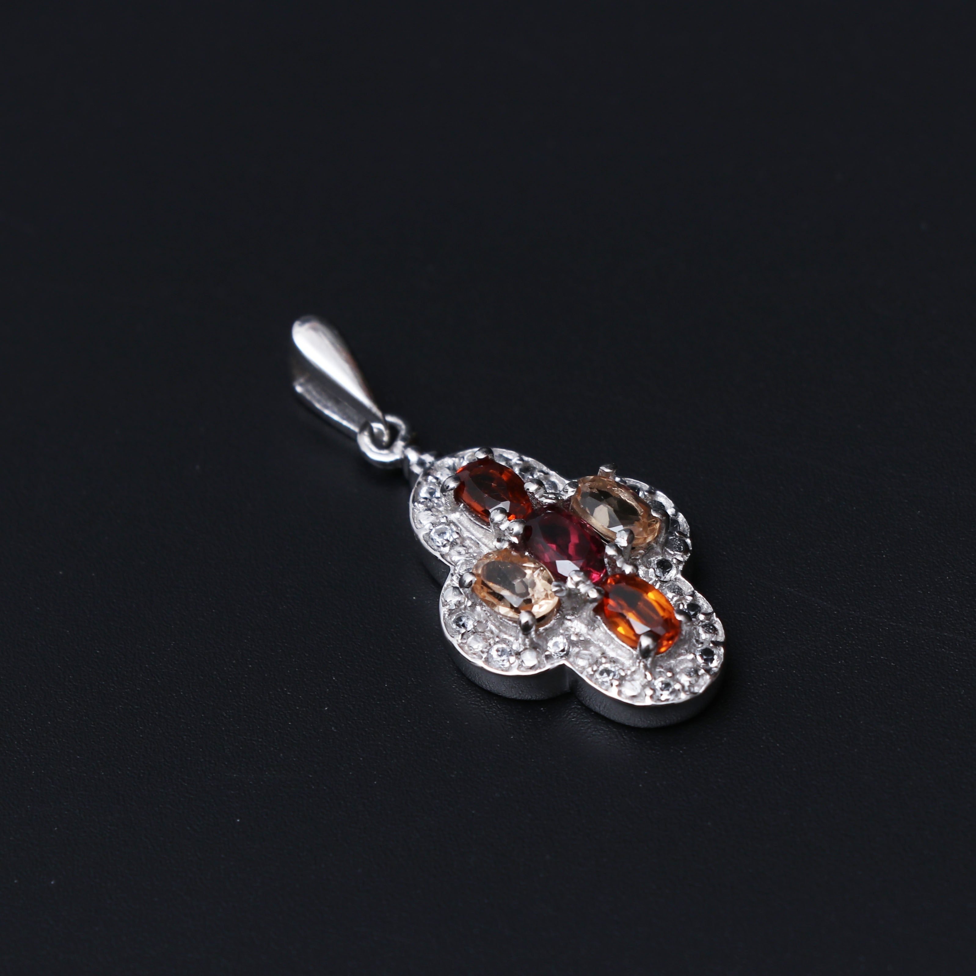 Multi Color Topaz Pendant With Chain