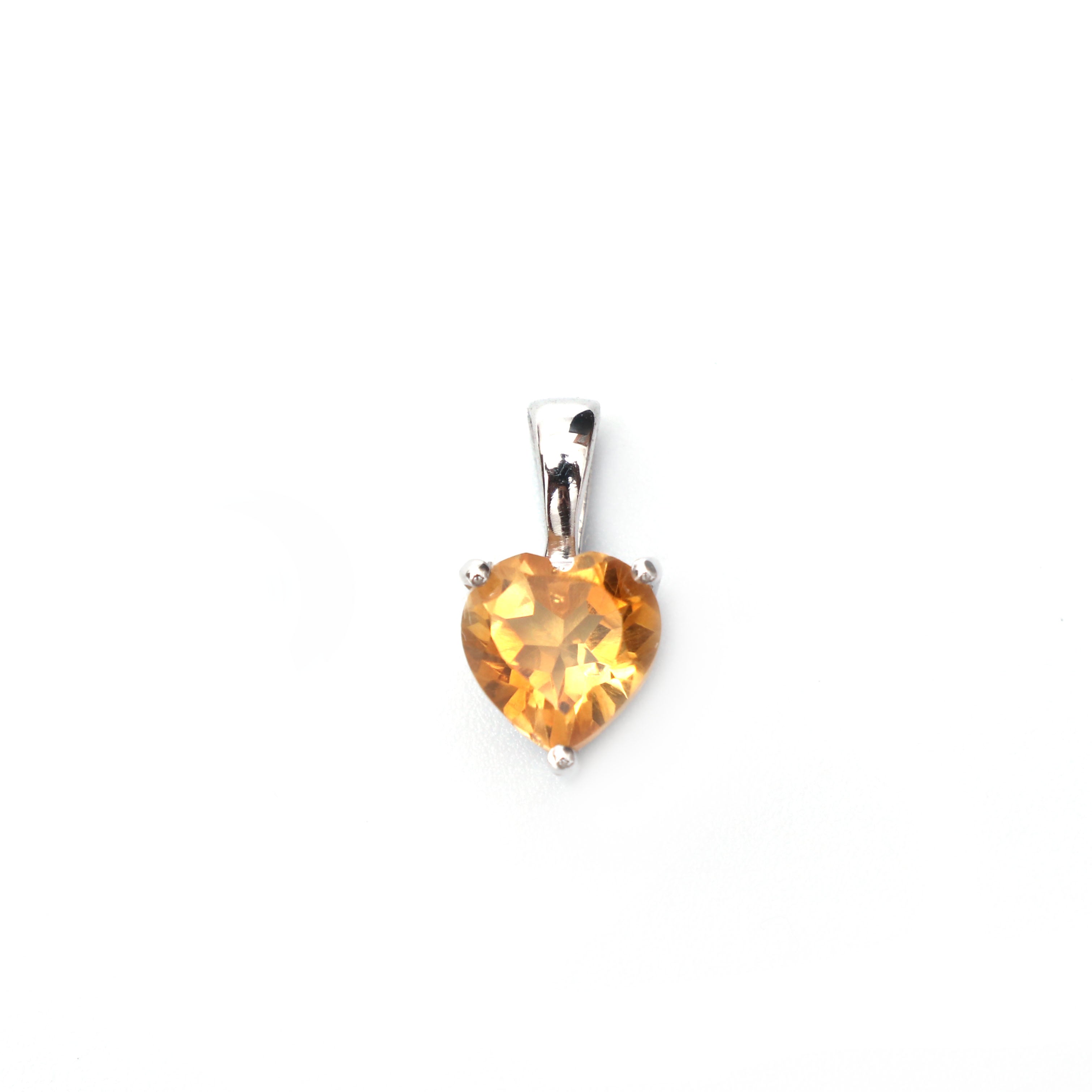 Natural Citrine Heart Pendant With Chain