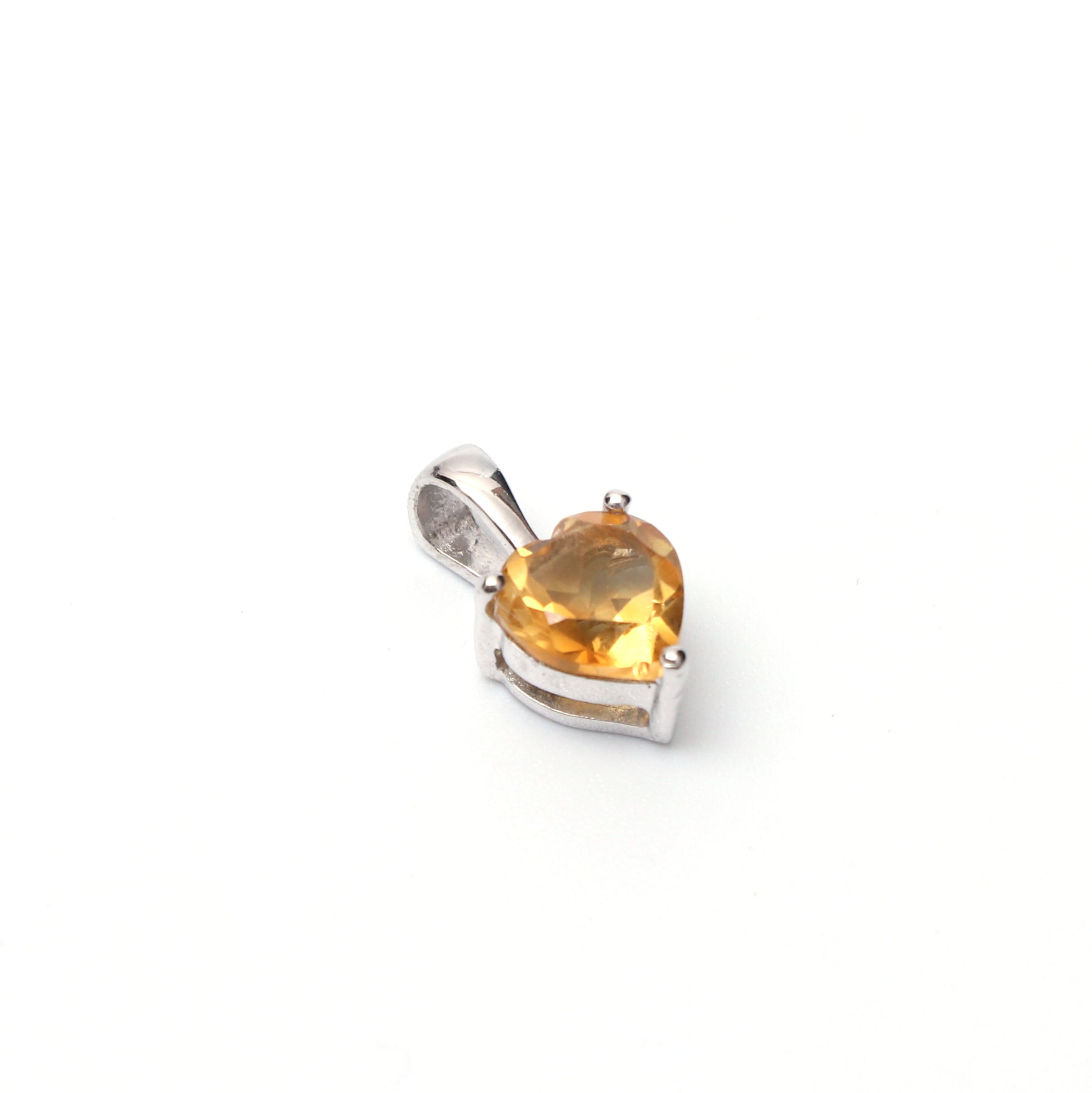 Natural Citrine Heart Pendant With Chain