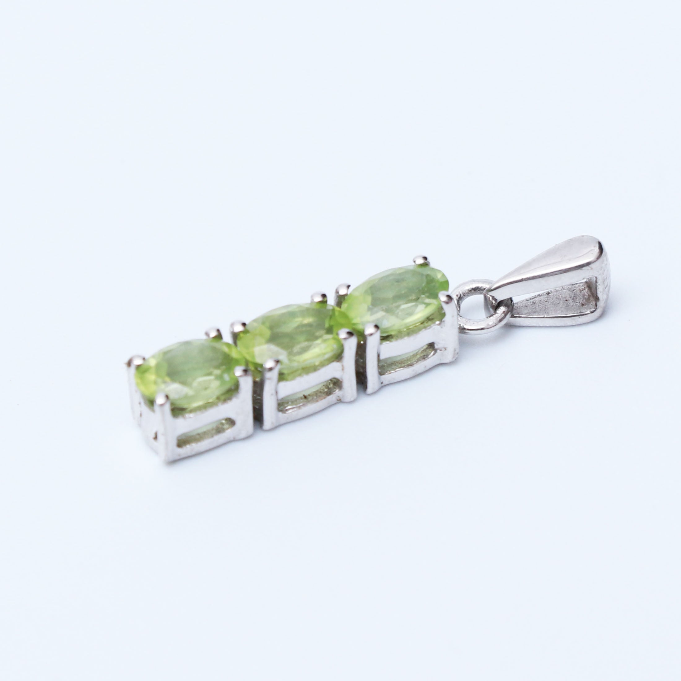 Natural Green Peridot Pendant With Chain