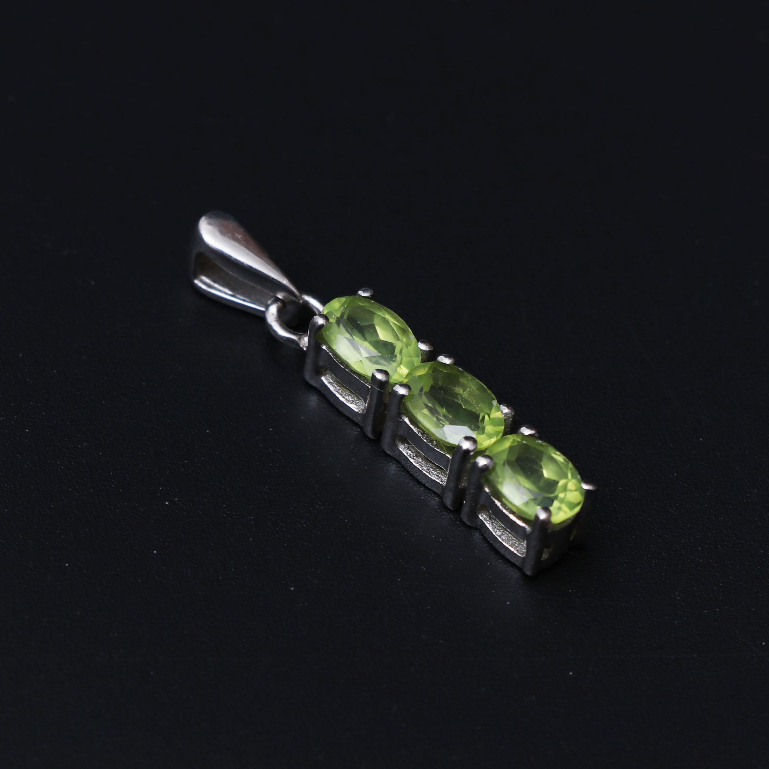 Natural Green Peridot Pendant With Chain
