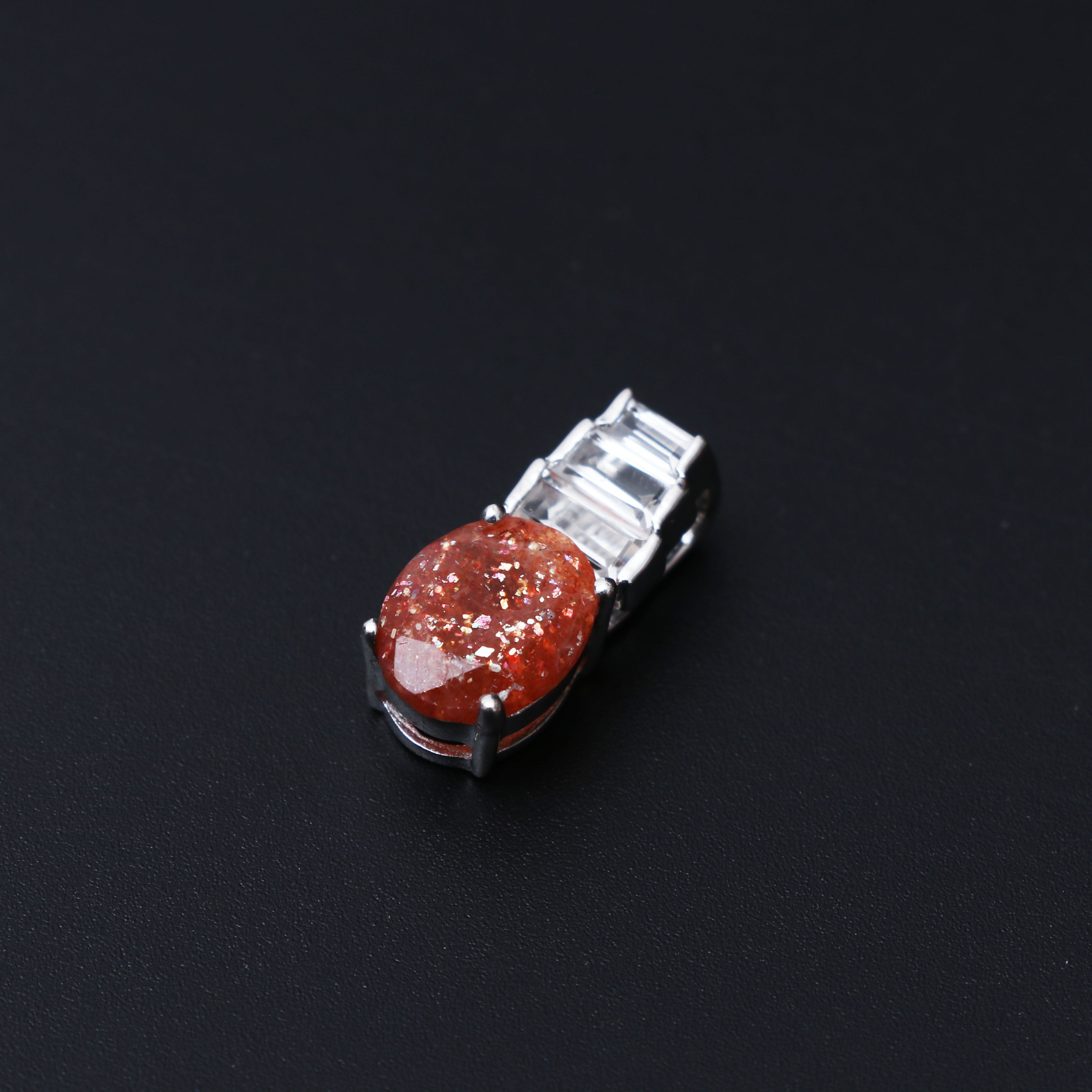 Sunstone and Topaz Baguette Pendant