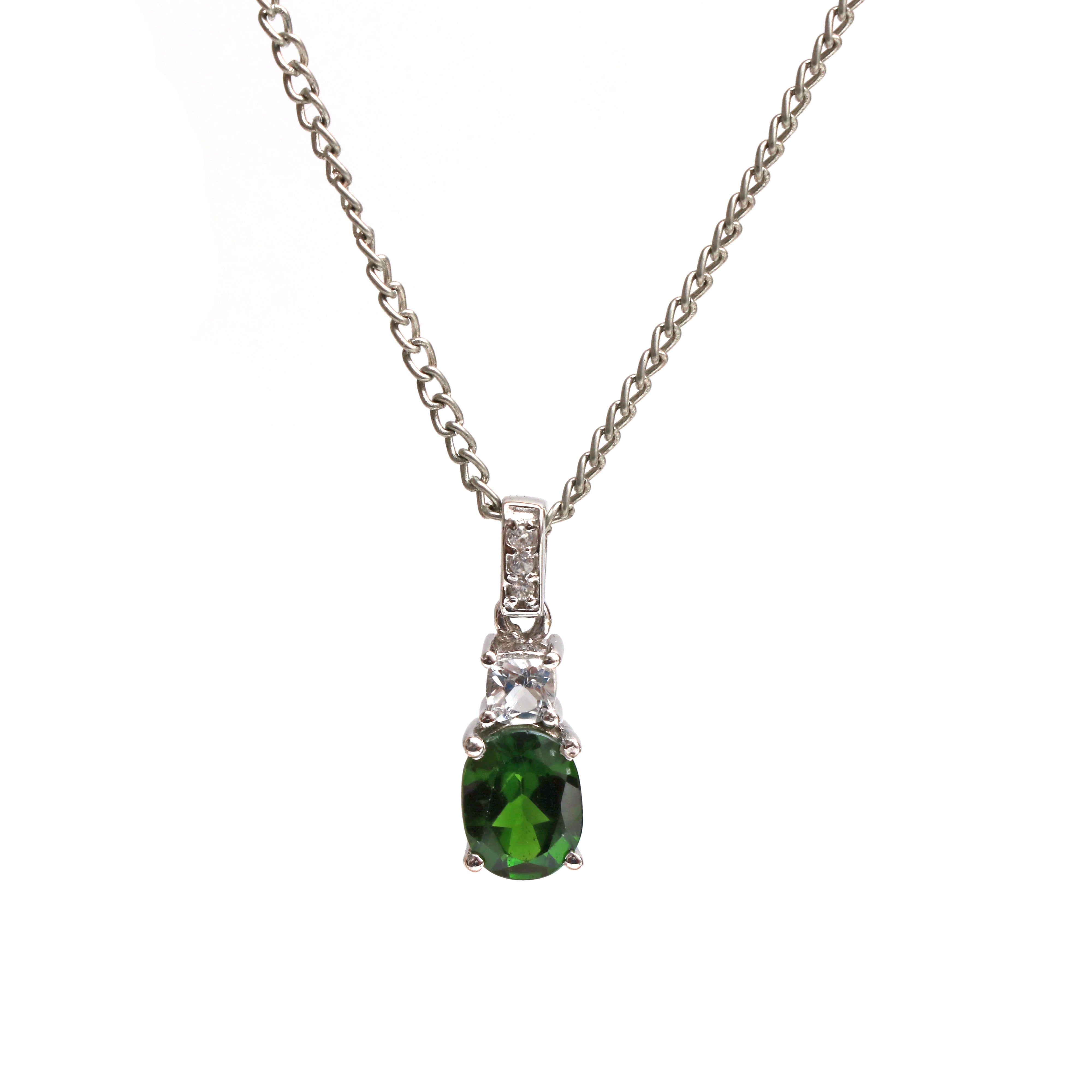 Chrome Diopside Pendant With Chain