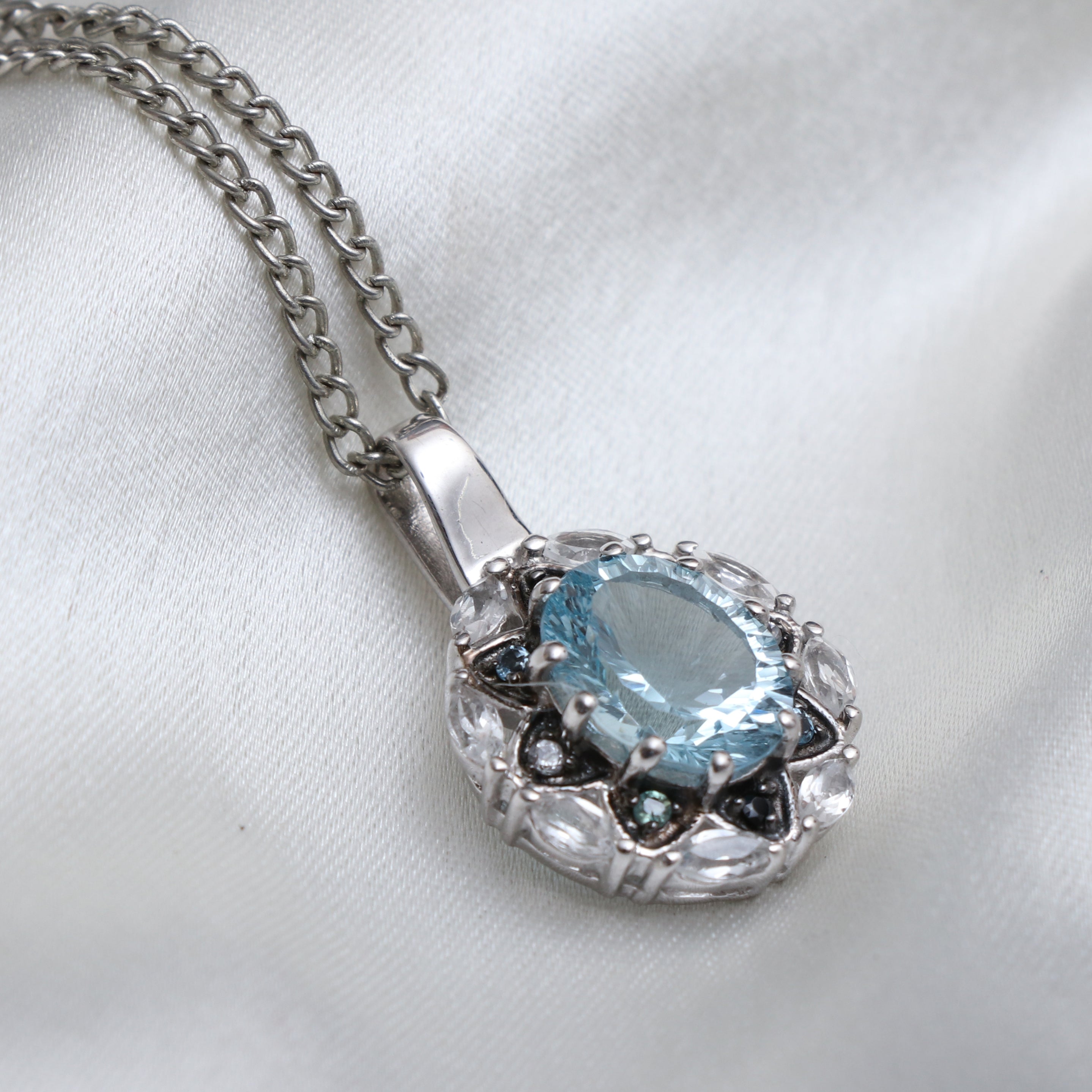 Multi Topaz Pendant With Chain