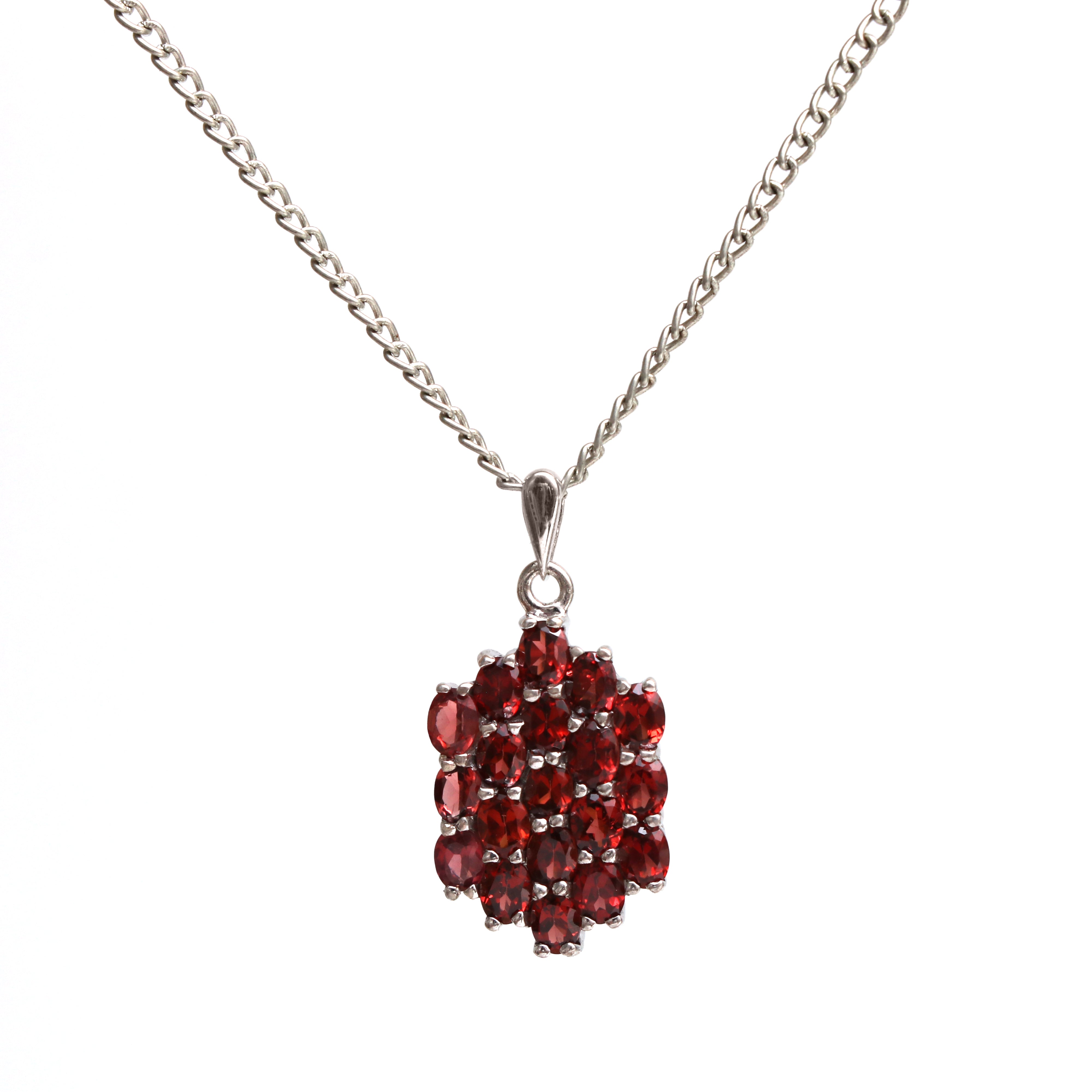 Natural Red Garnet Pendant With Chain