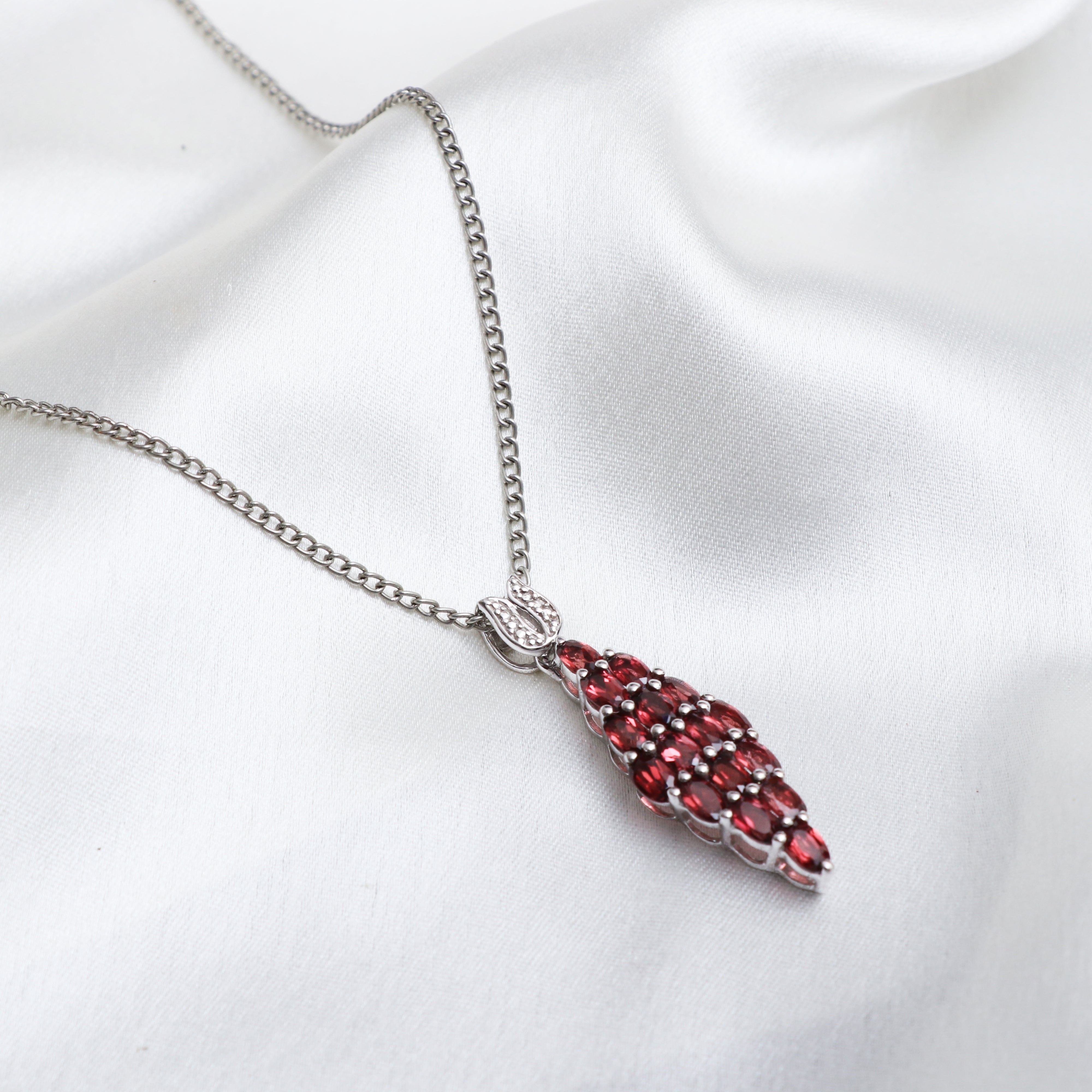 Natural Garnet Pendant With Chain