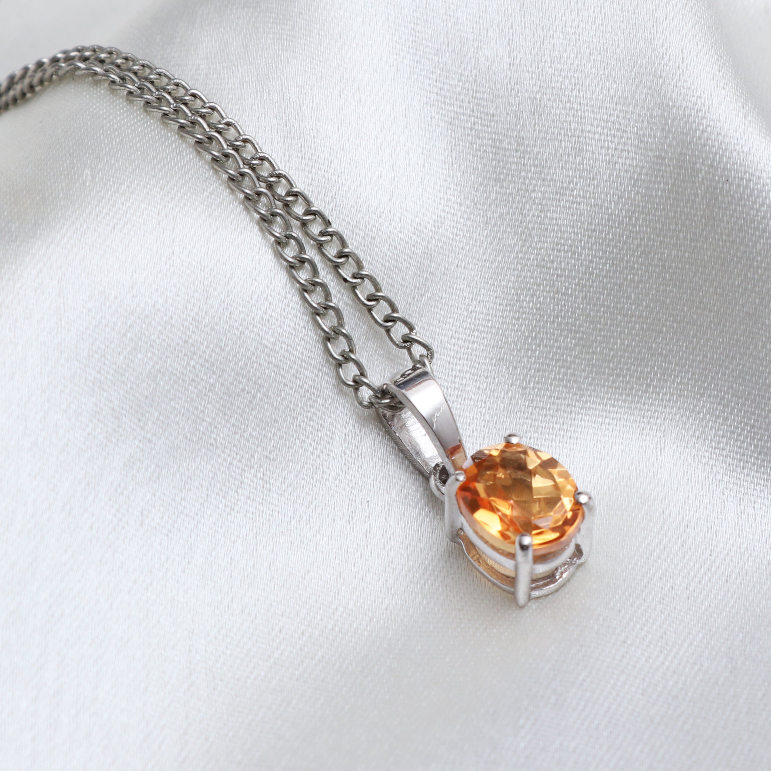 Yellow Quartz Pendant With Chain