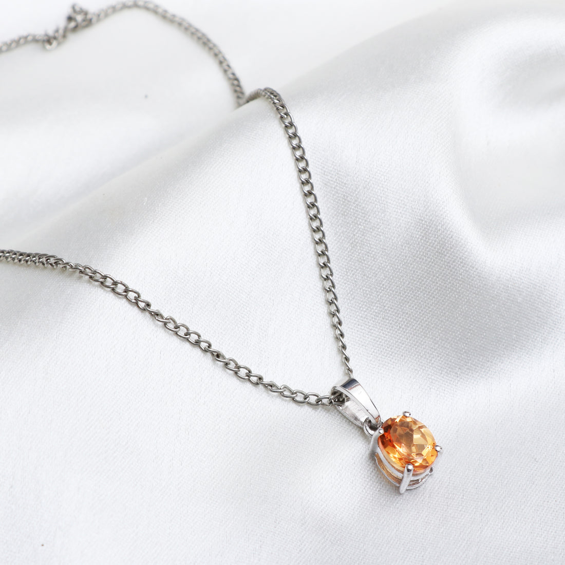 Yellow Quartz Pendant With Chain