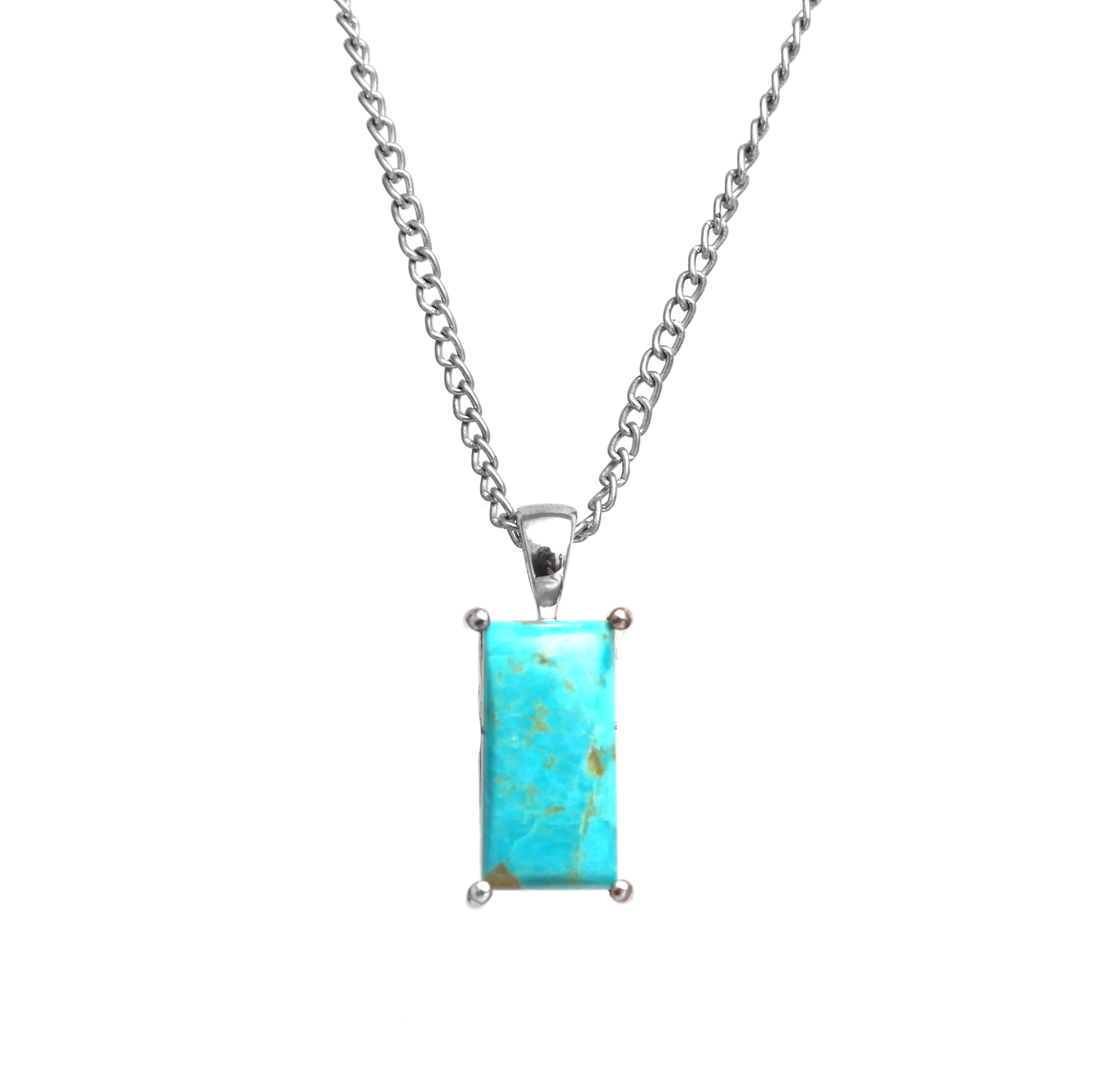 Natural Turquoise Octagon Pendant