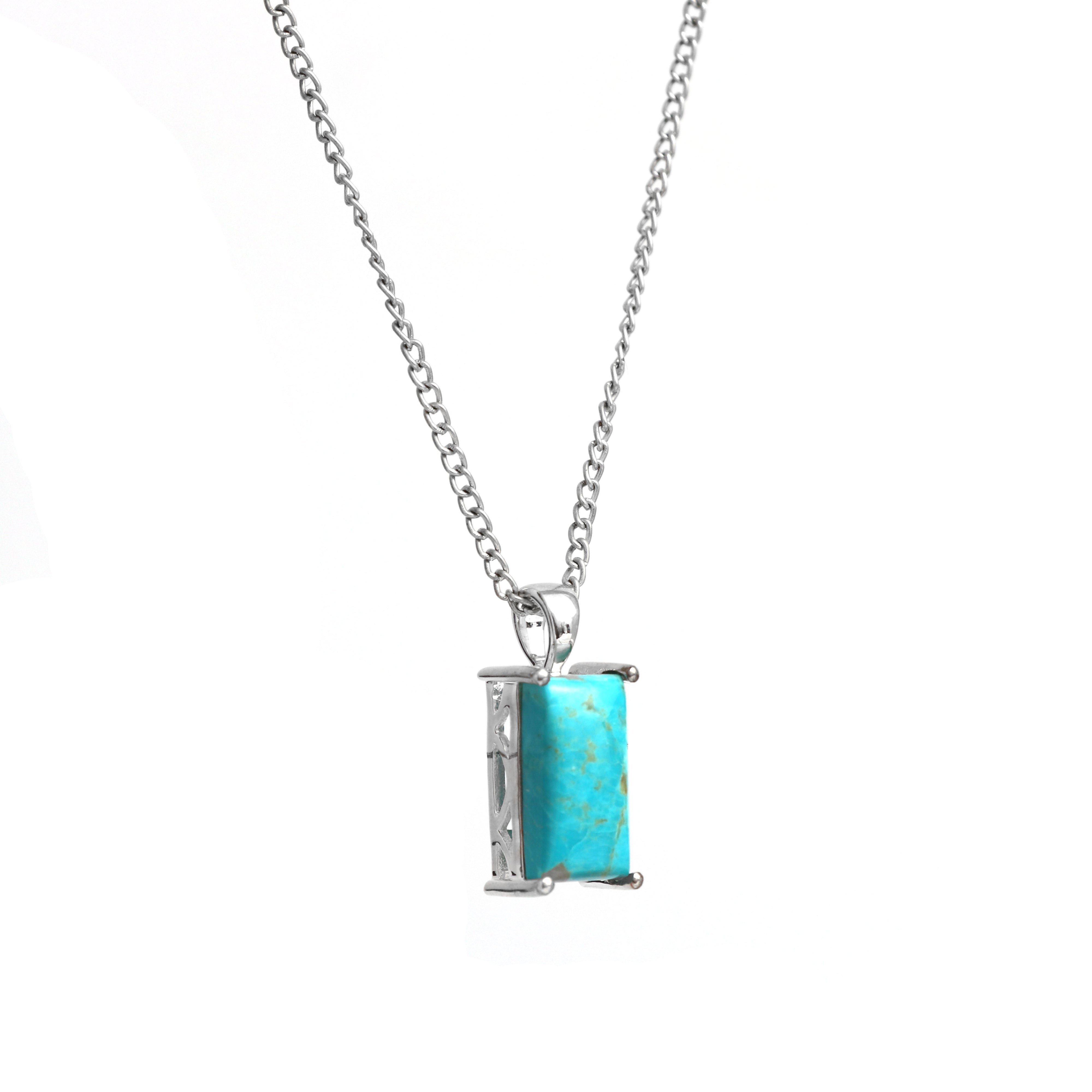 Natural Turquoise Octagon Pendant