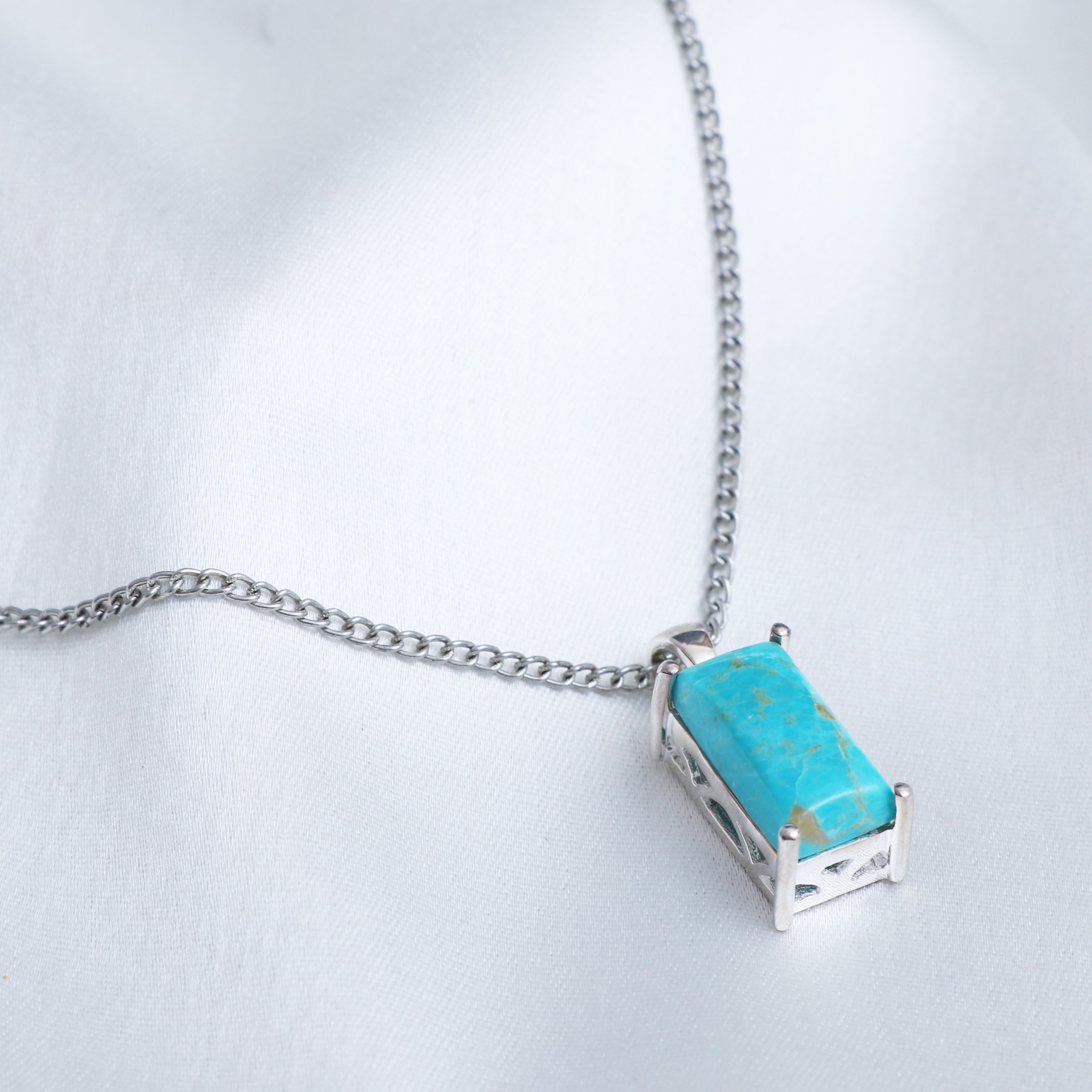 Natural Turquoise Octagon Pendant