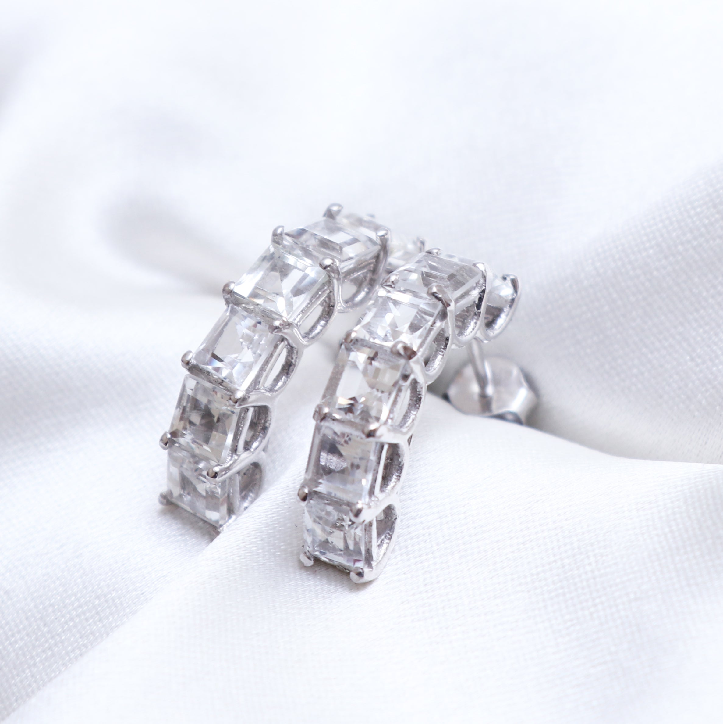 White Topaz Drop Earrings