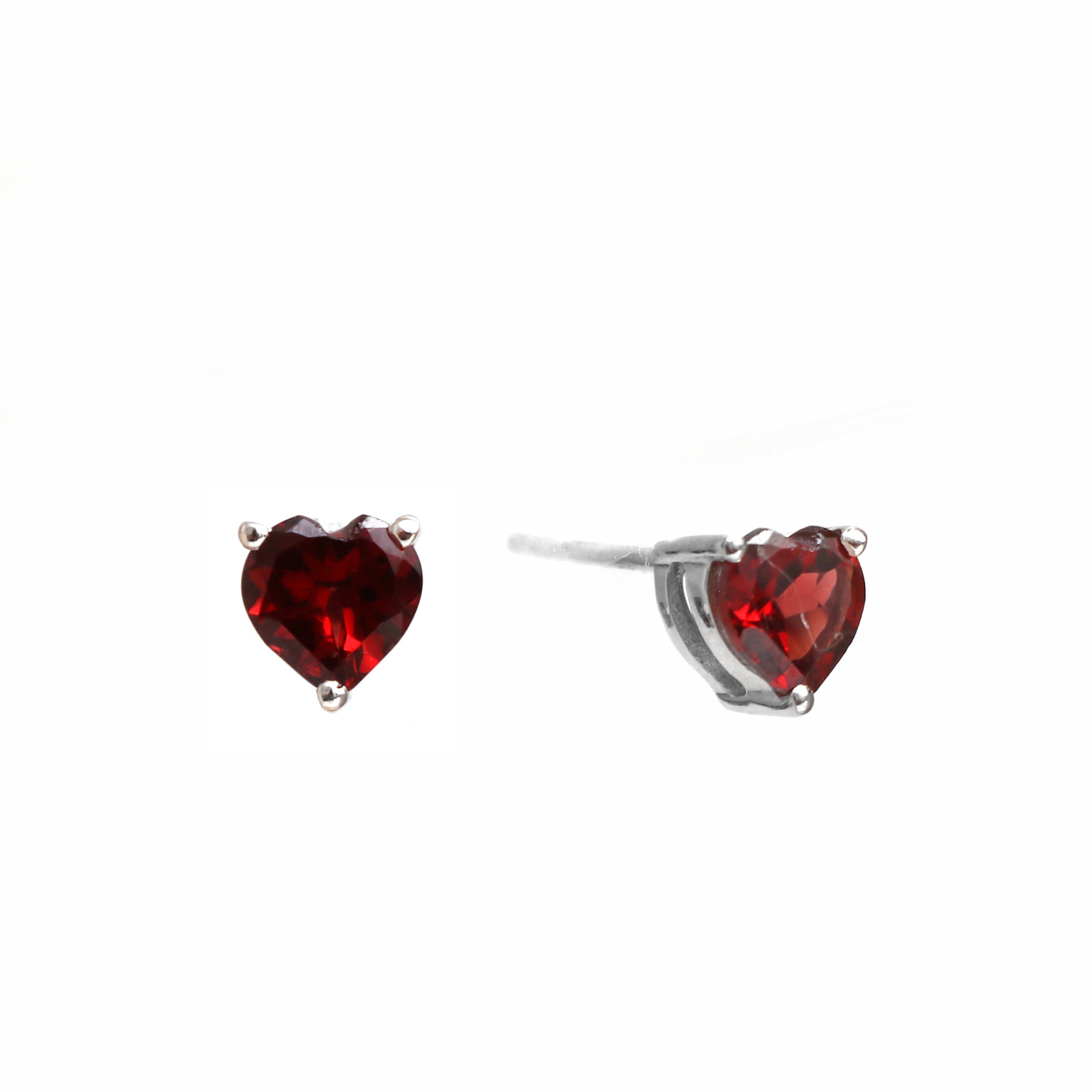 6 MM Natural Red Garnet Heart Earrings