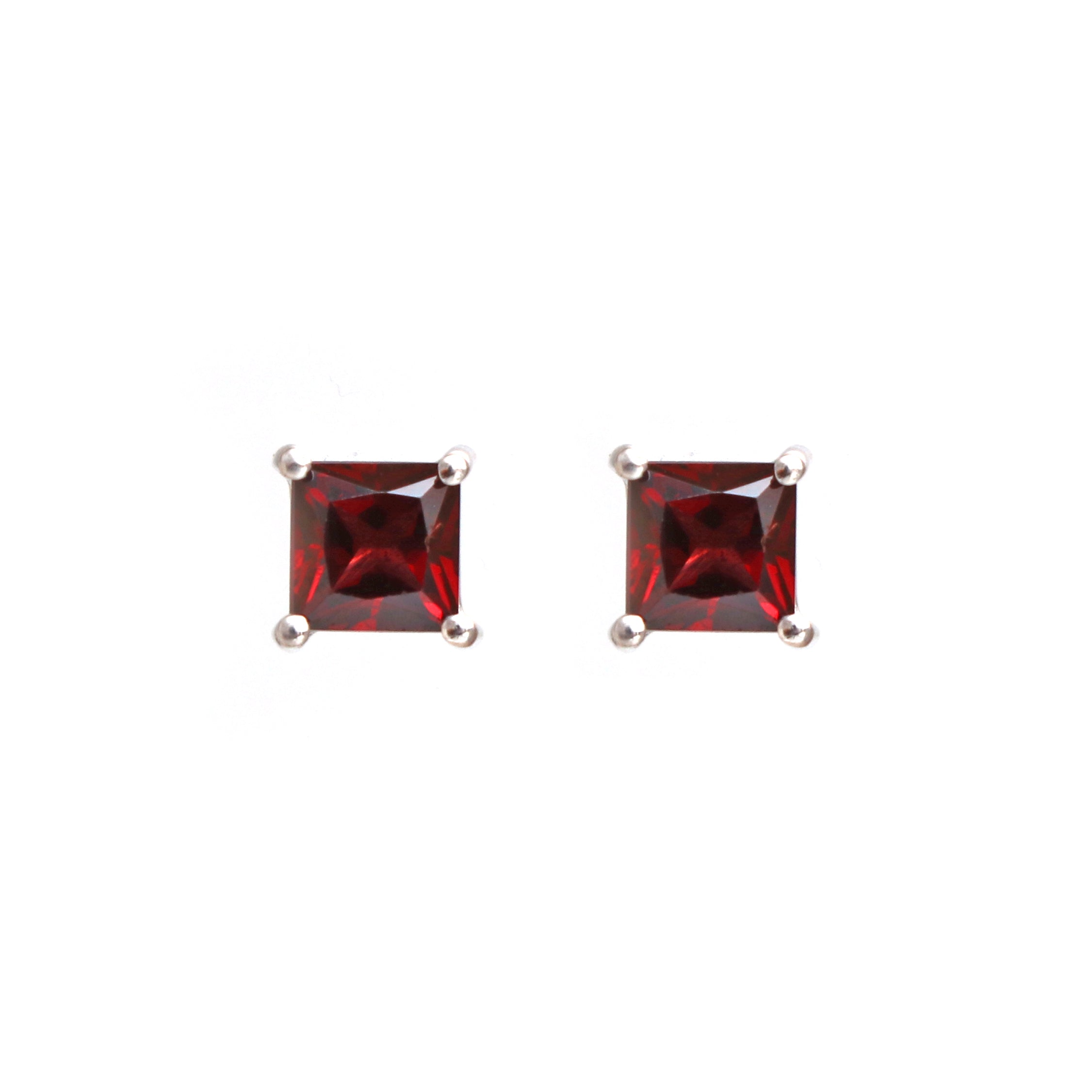 Garnet Square Stud Earring