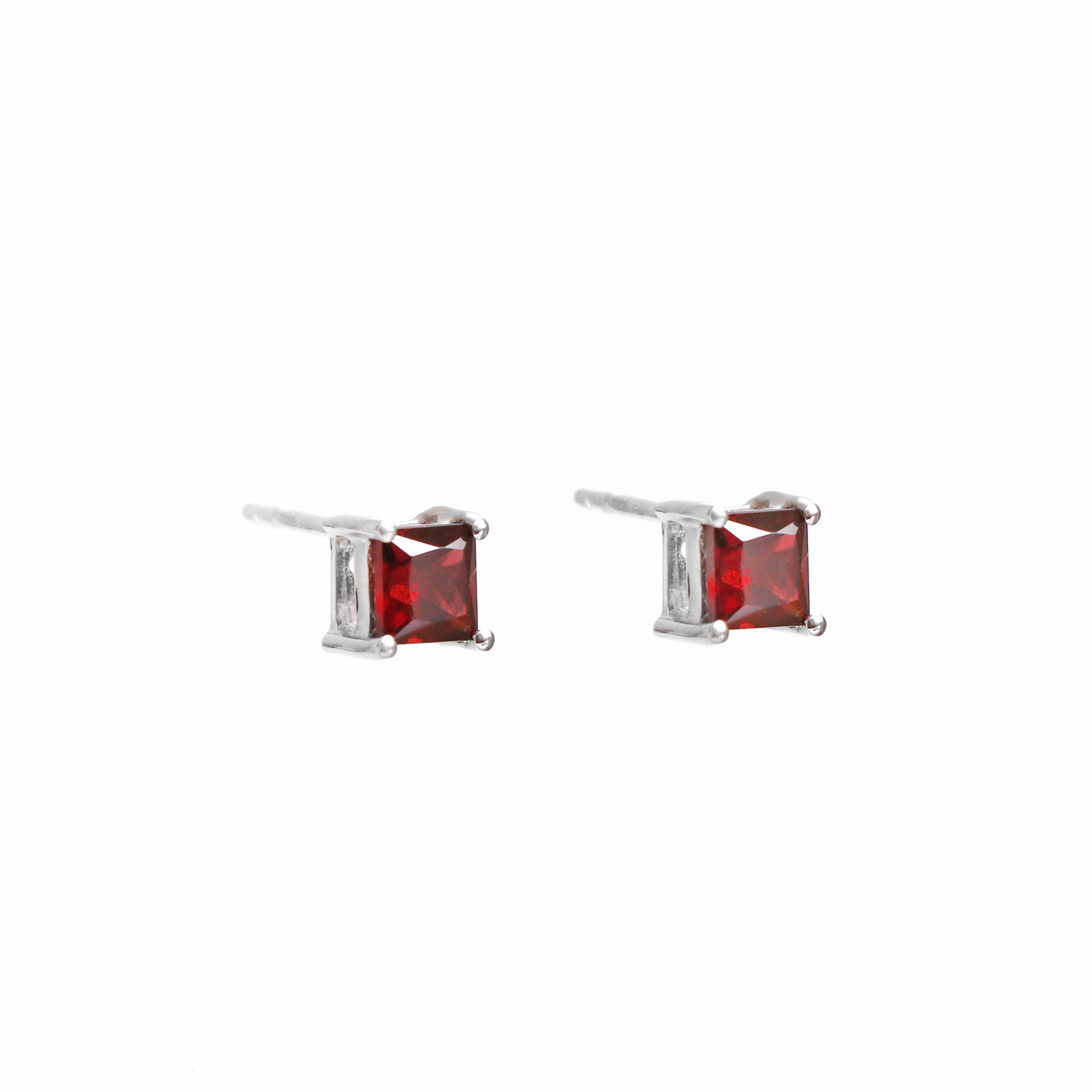 Garnet Square Stud Earring