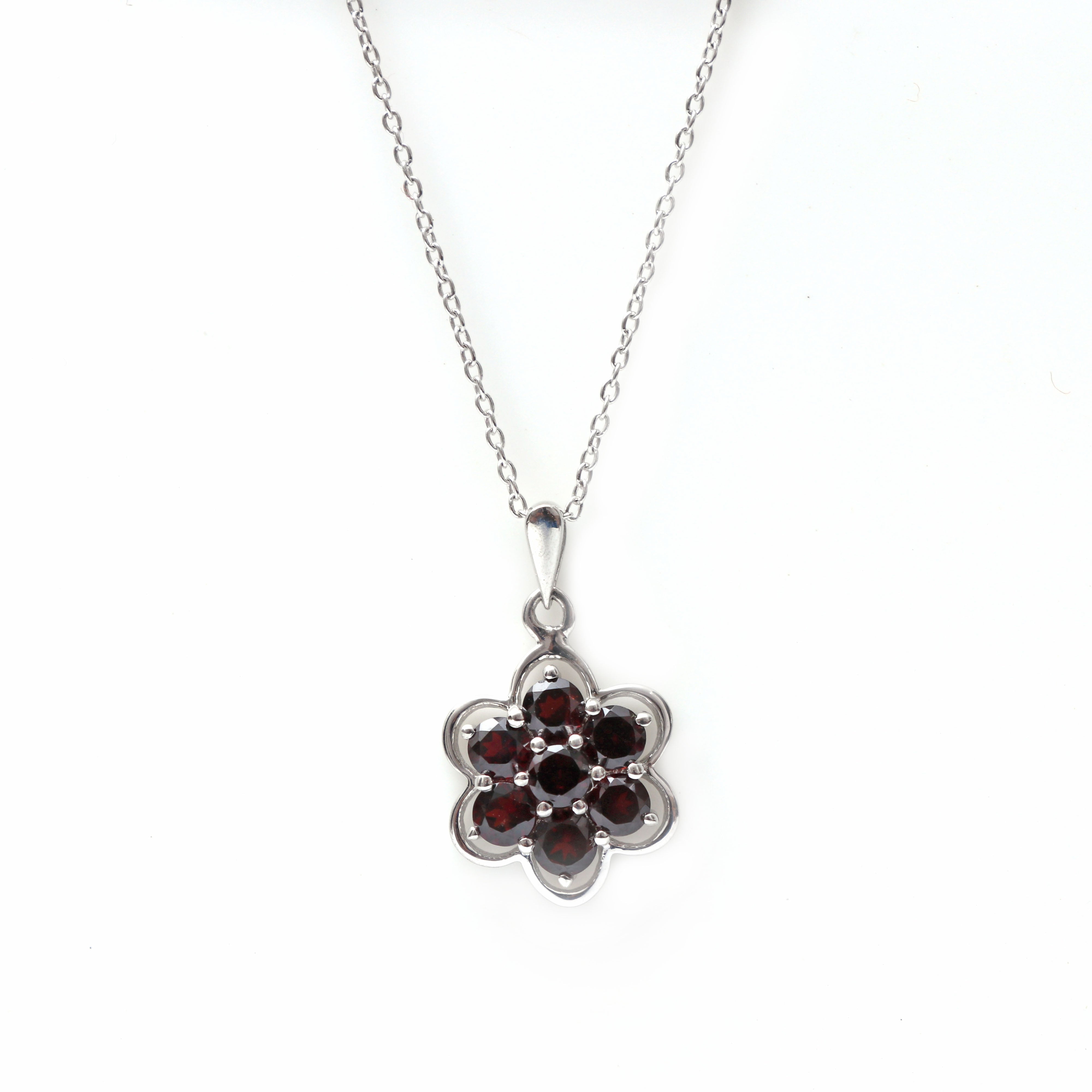 Natural Red Garnet Pendant With Chain