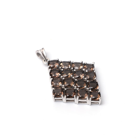 Barfi Smoky Quartz Pendant- Comes with silver chain