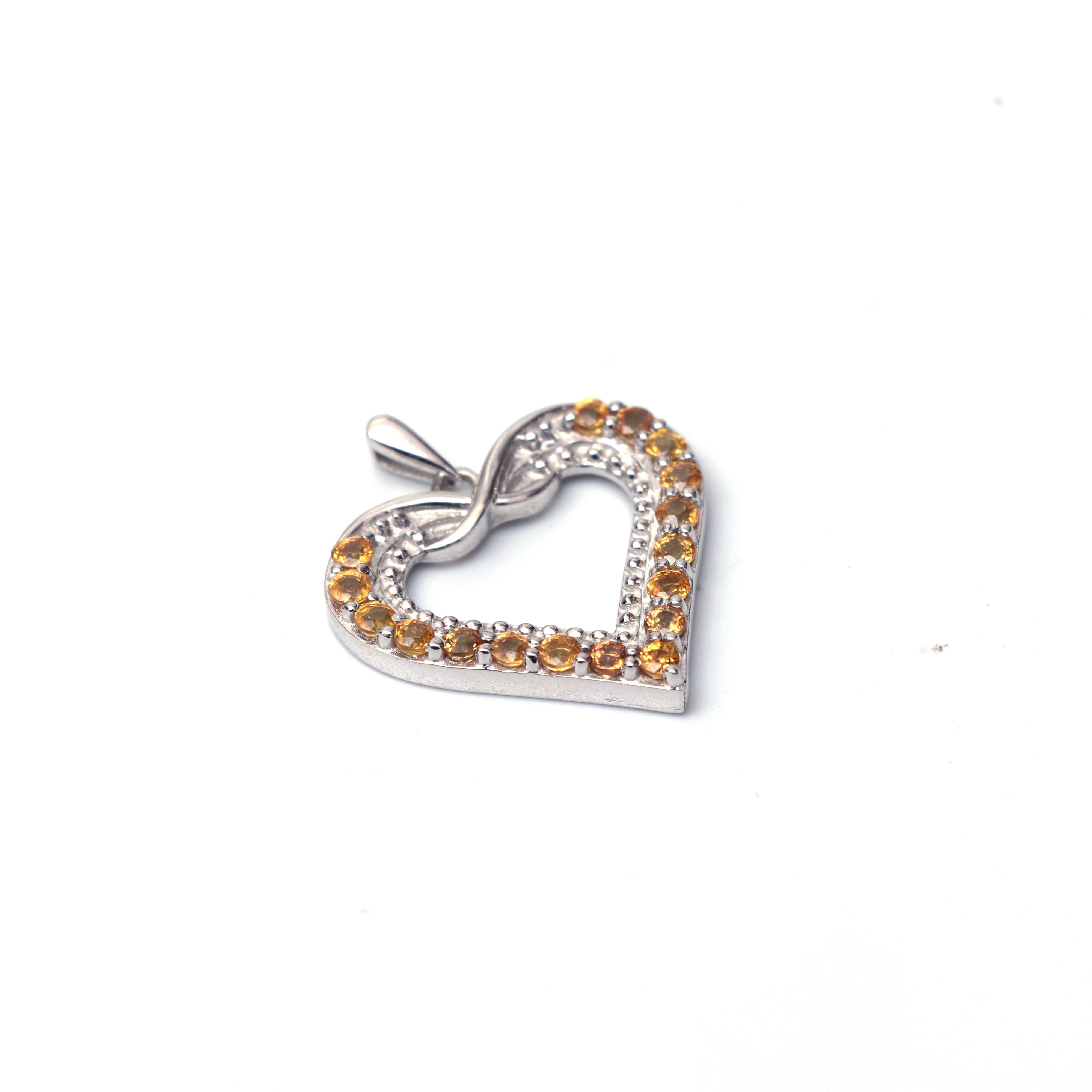 Natural Yellow Citrine Heart Pendant