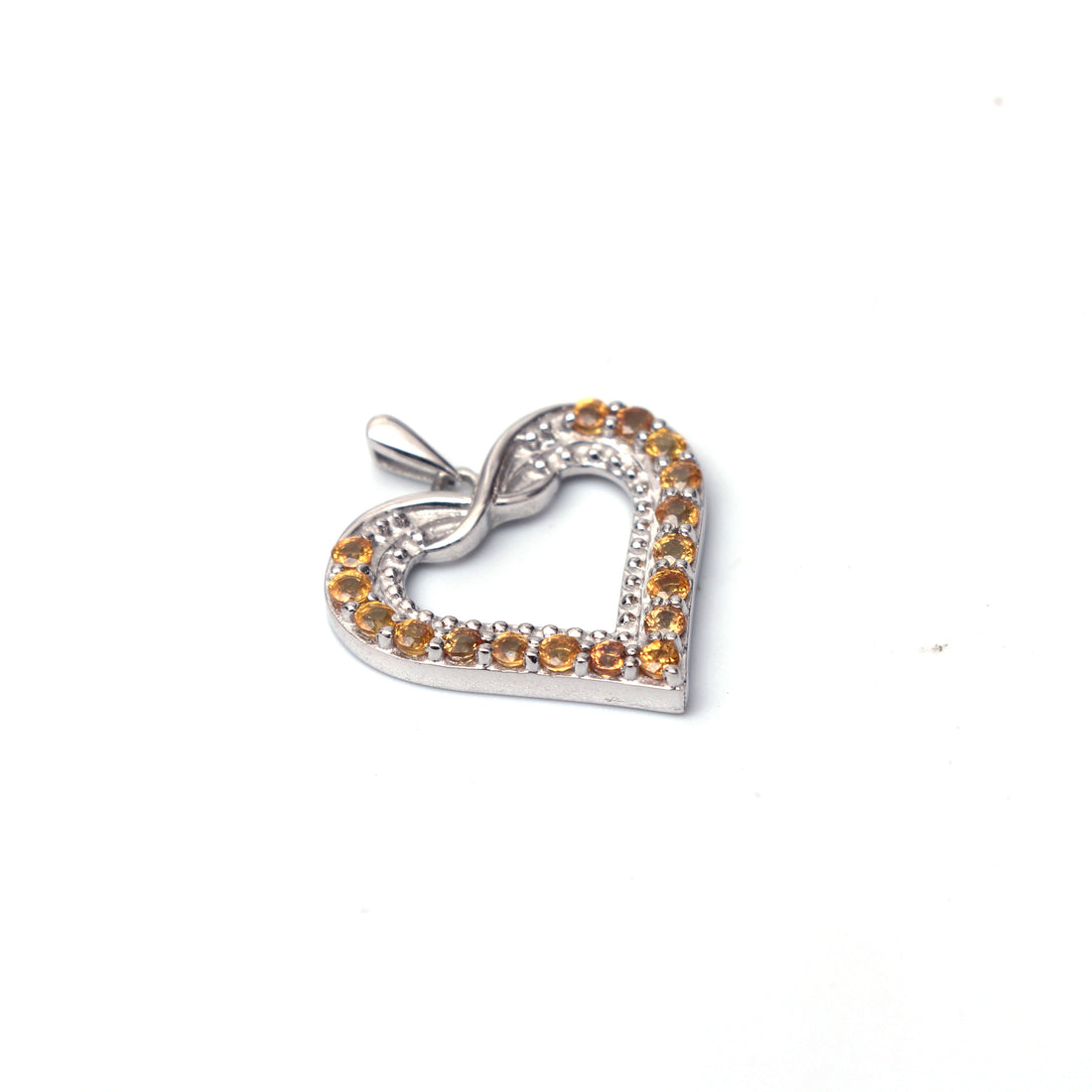 Natural Yellow Citrine Heart Pendant