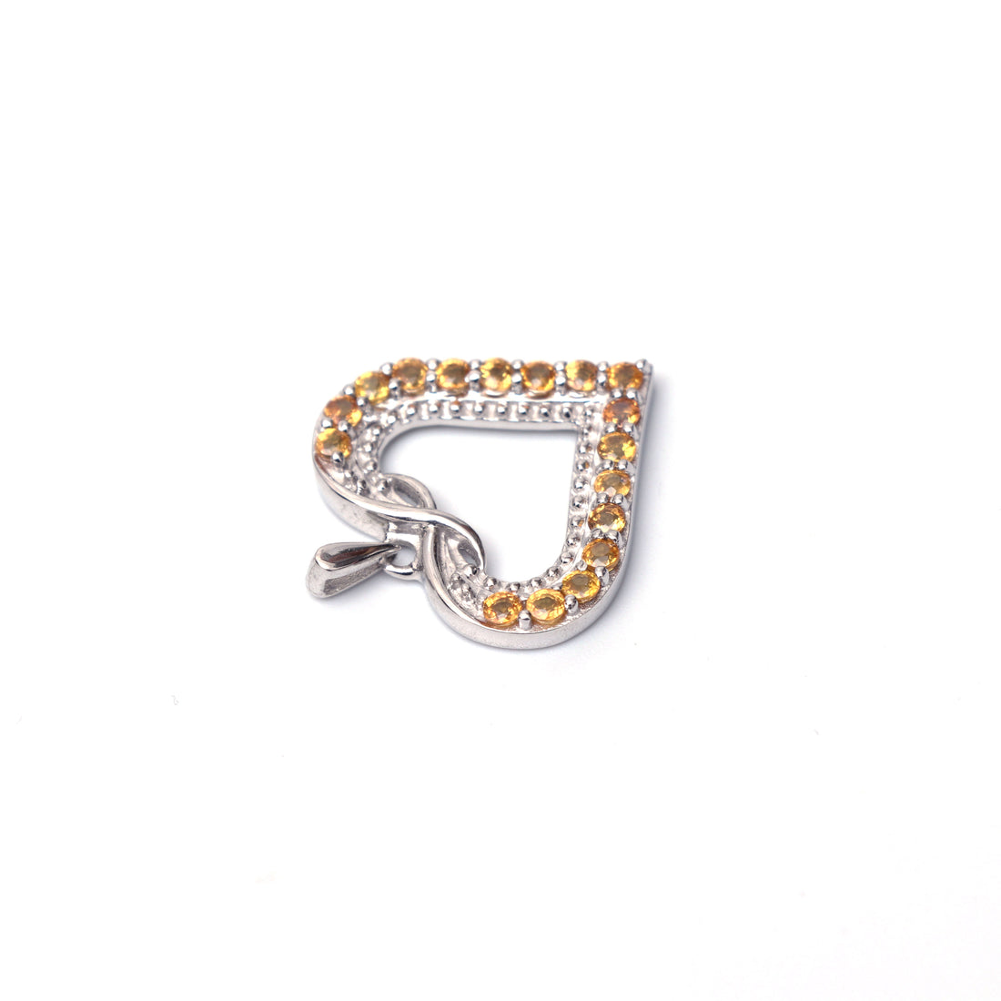Natural Yellow Citrine Heart Pendant