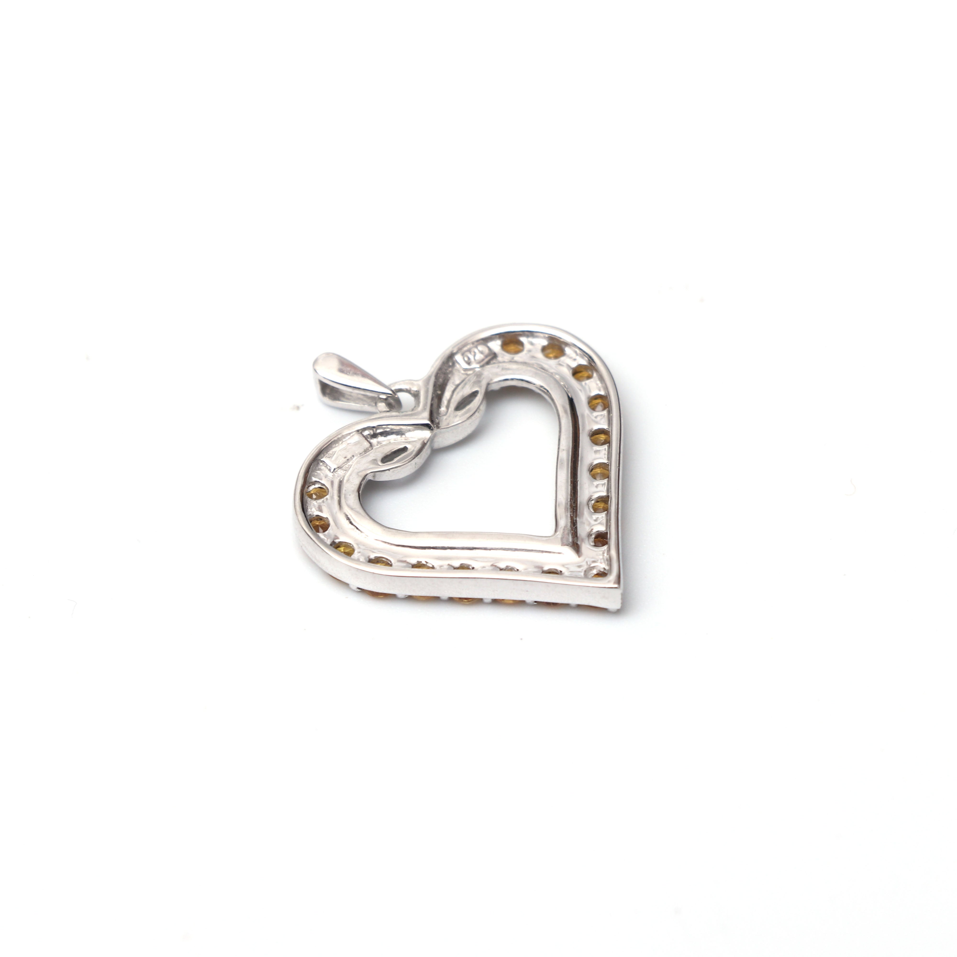 Natural Yellow Citrine Heart Pendant