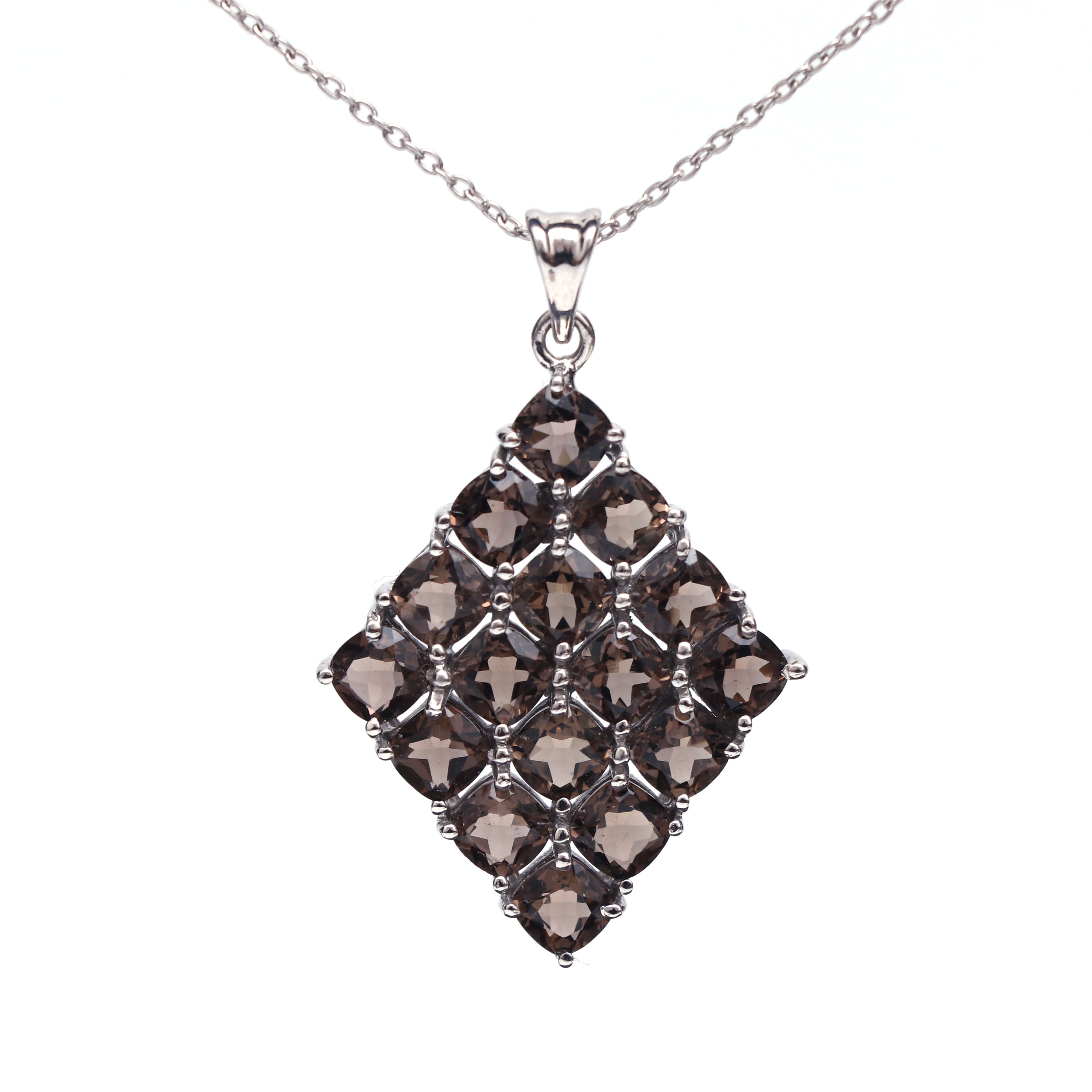 Barfi Smoky Quartz Pendant- Comes with silver chain