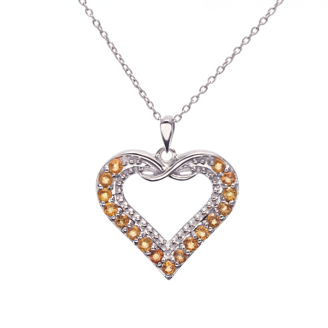 Natural Yellow Citrine Heart Pendant