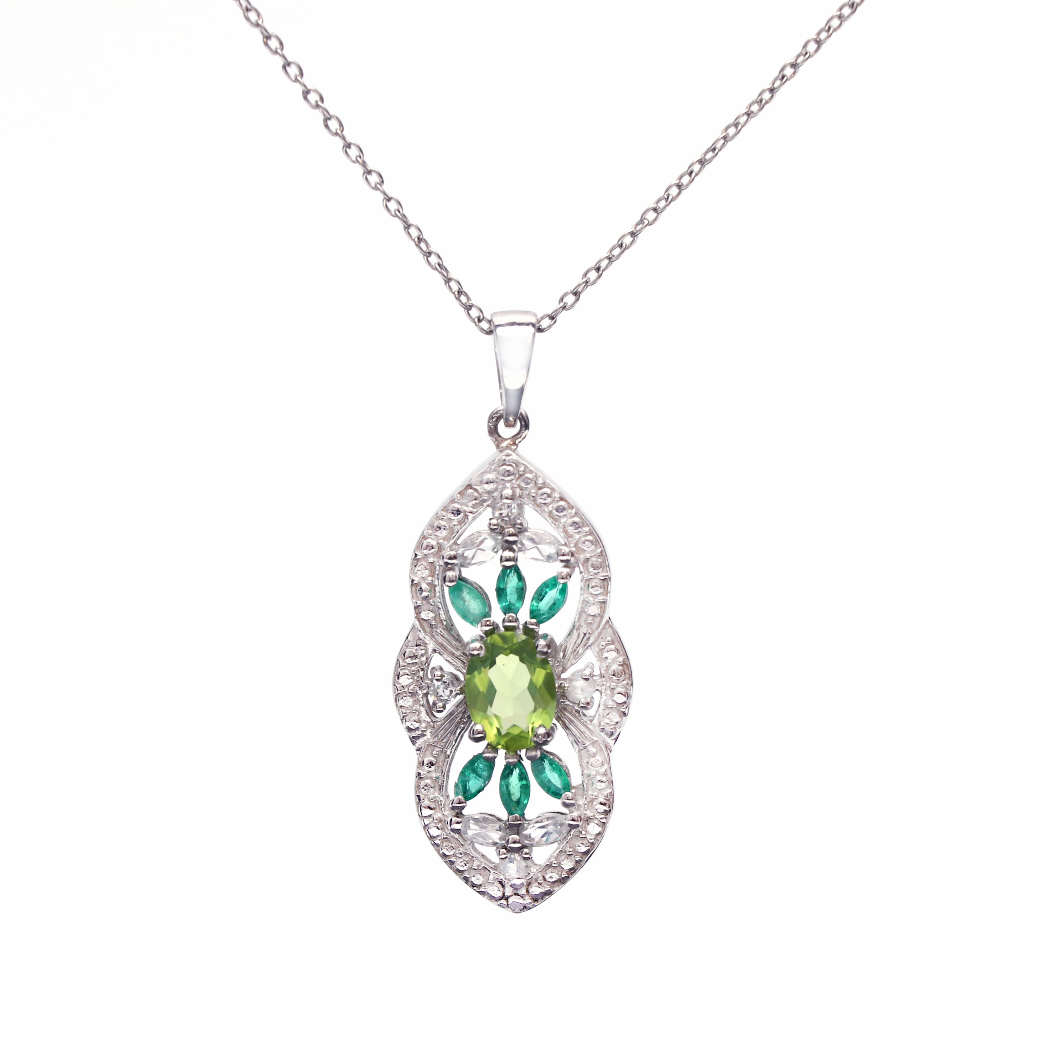 Peridot Emerald White Topaz Pendant