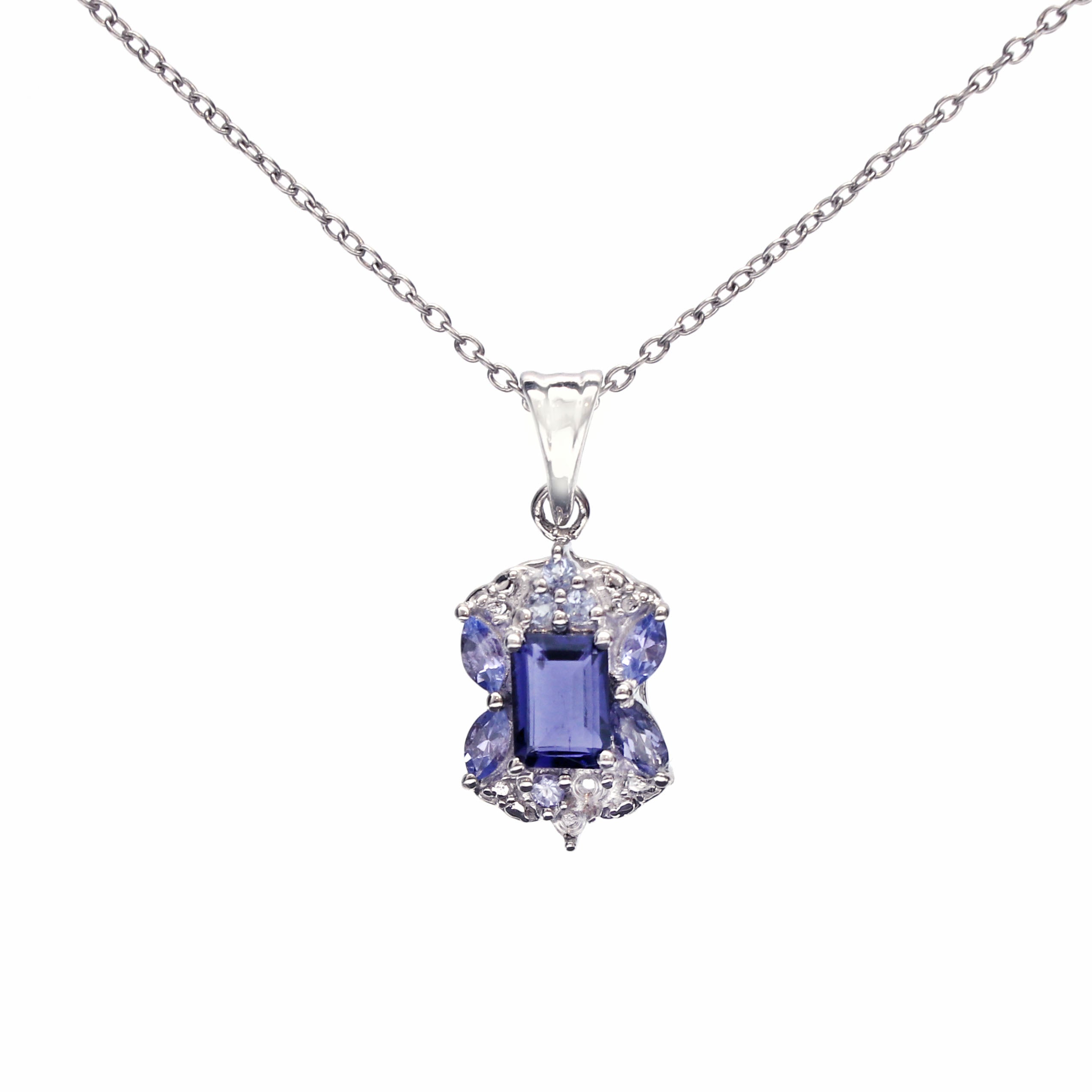 Iolite Tanzanite Pendant With Chain