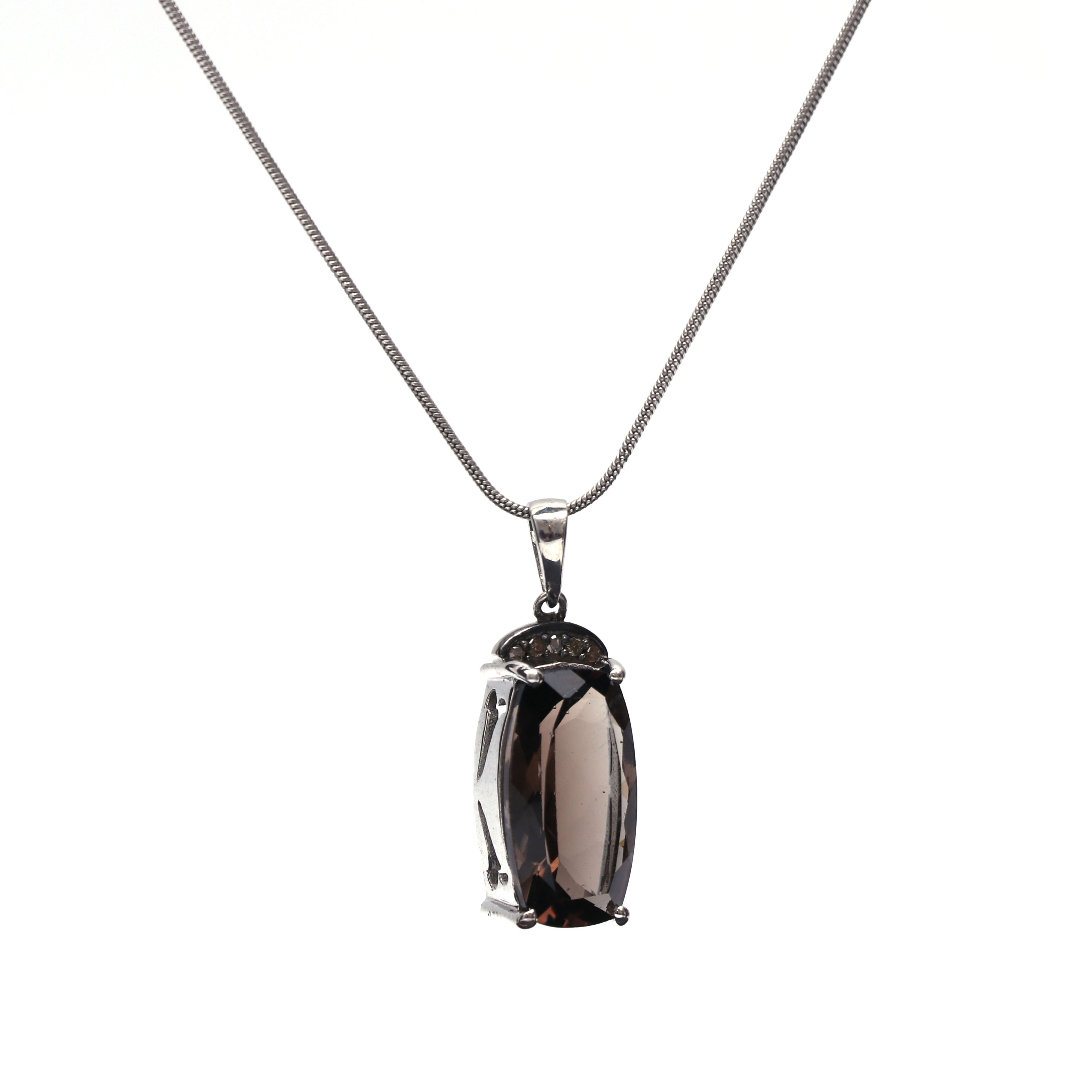 Smoky Quartz and Champagne Diamond Pendant