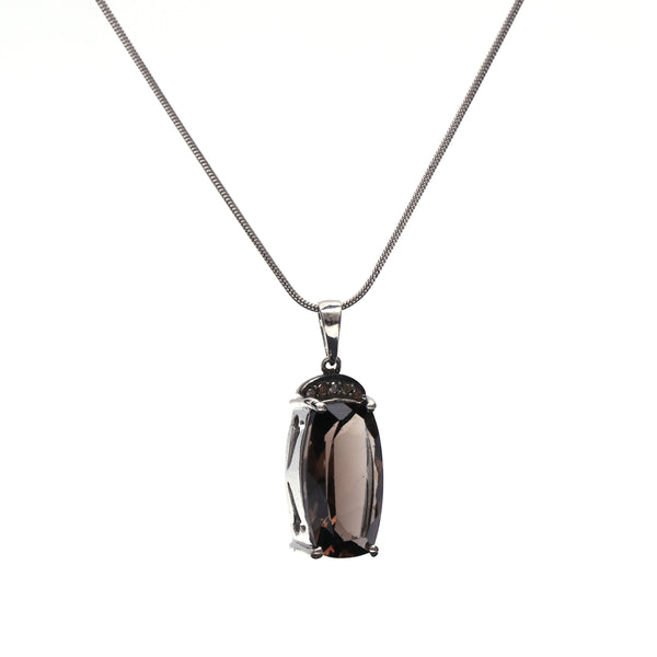 Smoky Quartz and Champagne Diamond Pendant