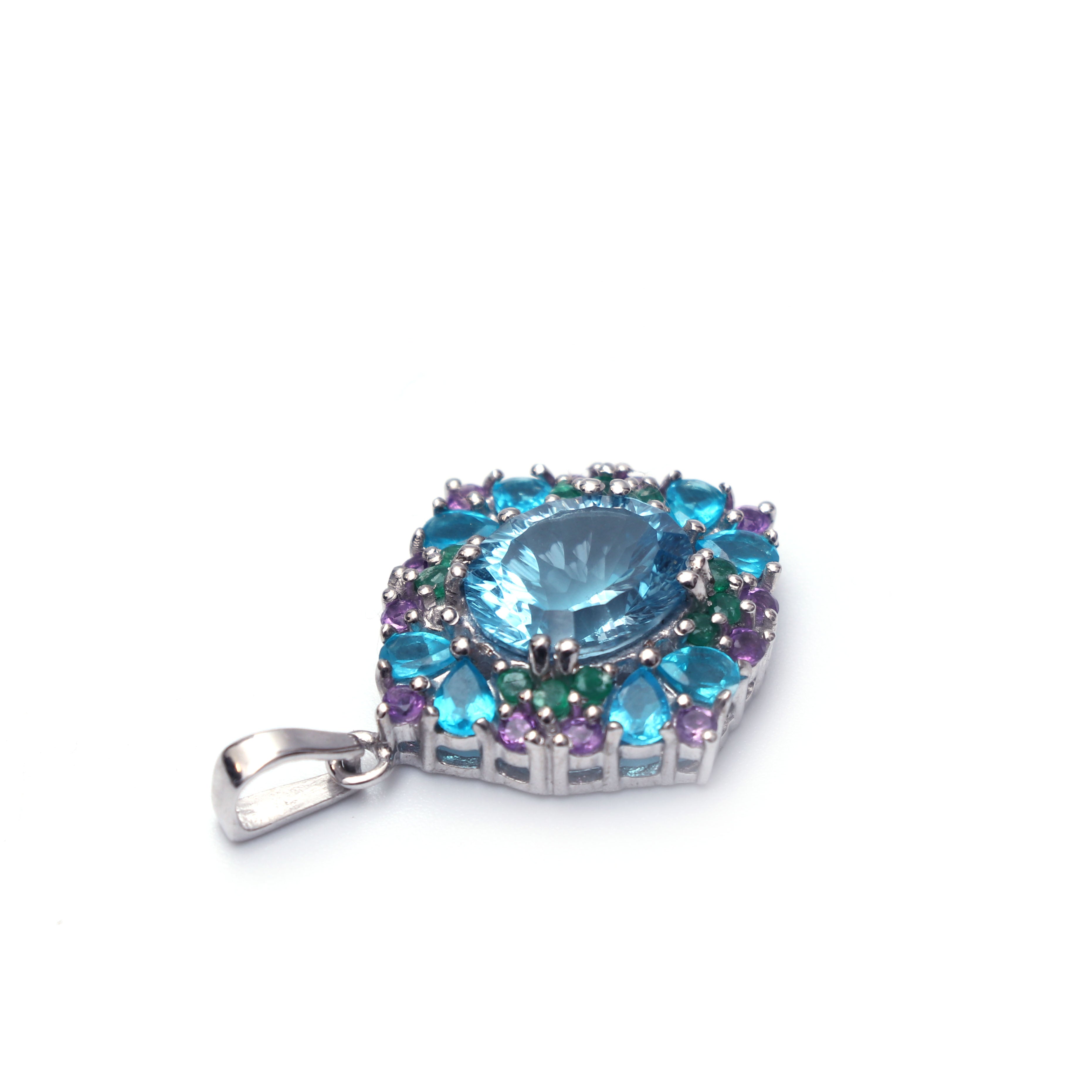 Multi Gemstone Pendant With Chain