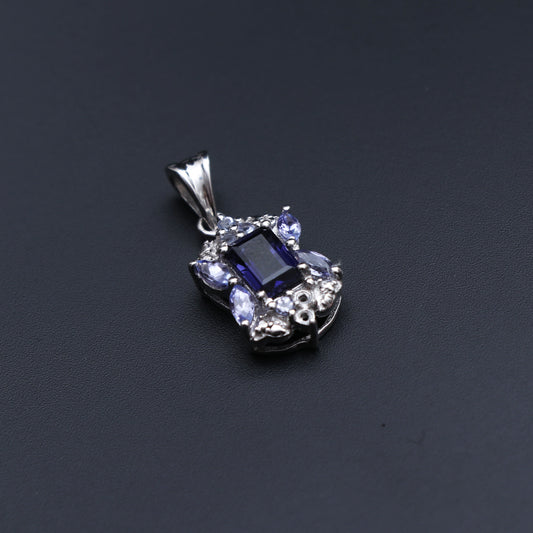 Iolite Tanzanite Pendant With Chain