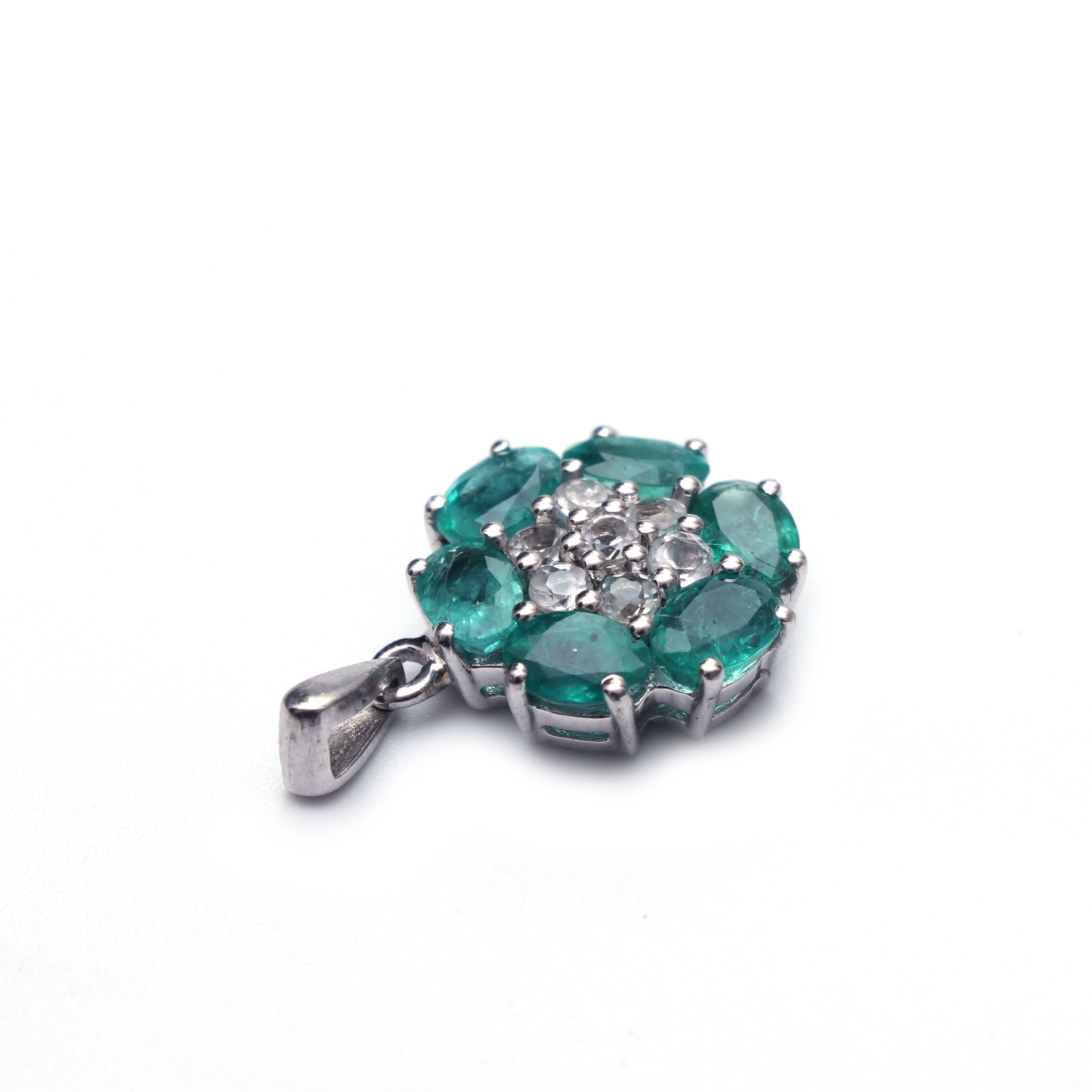 Natural Green Emerald and Topaz Pendant