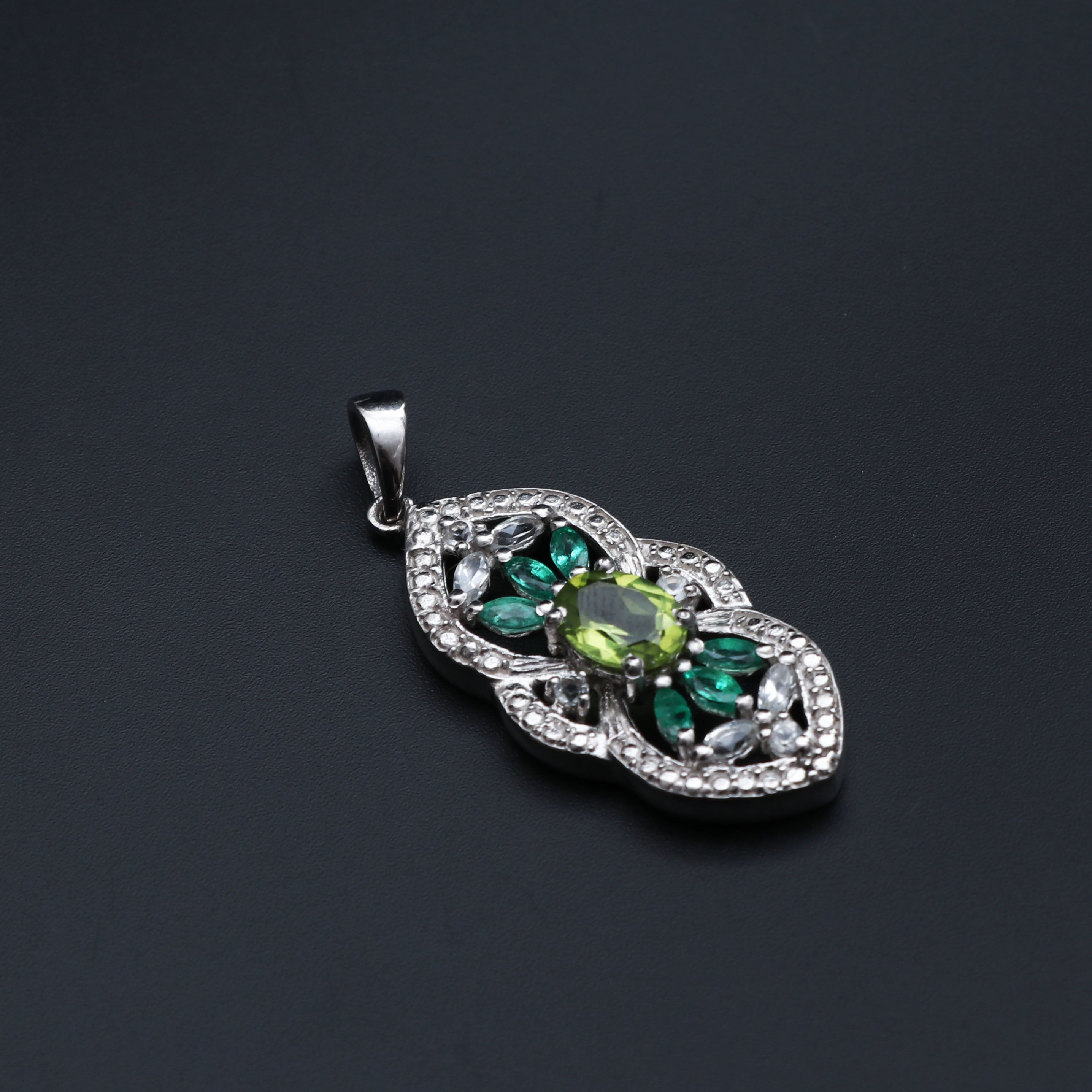 Peridot Emerald White Topaz Pendant