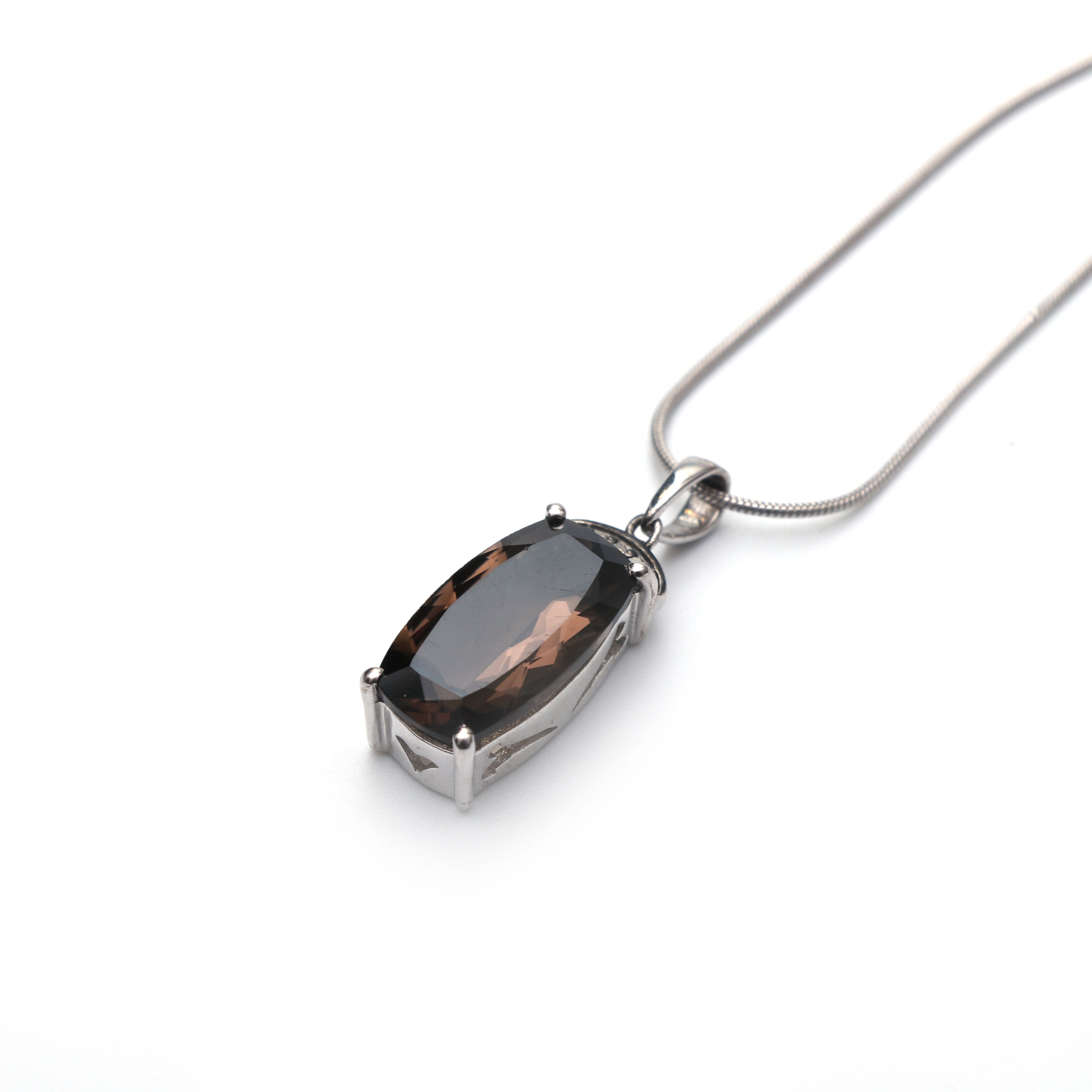 Smoky Quartz and Champagne Diamond Pendant
