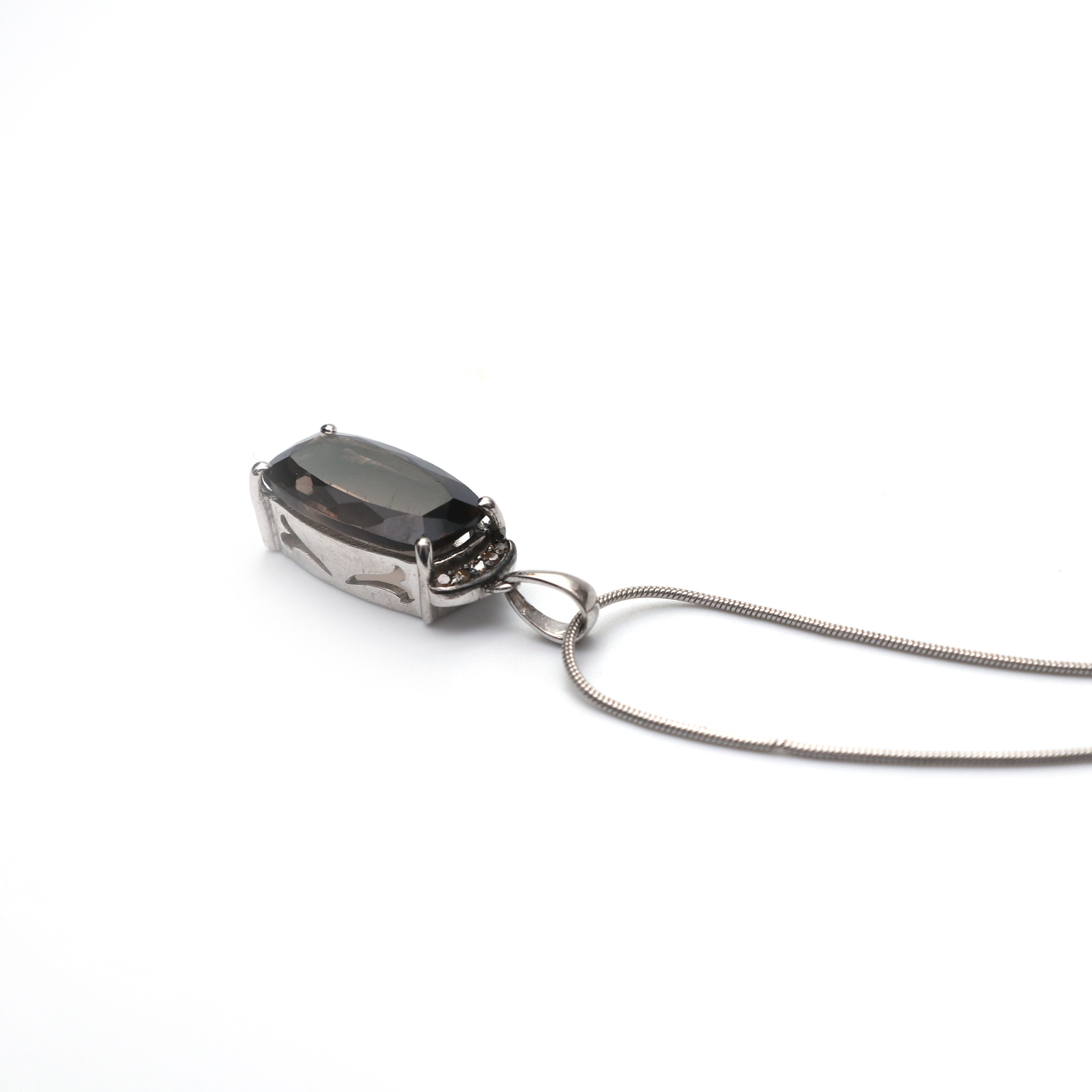 Smoky Quartz and Champagne Diamond Pendant