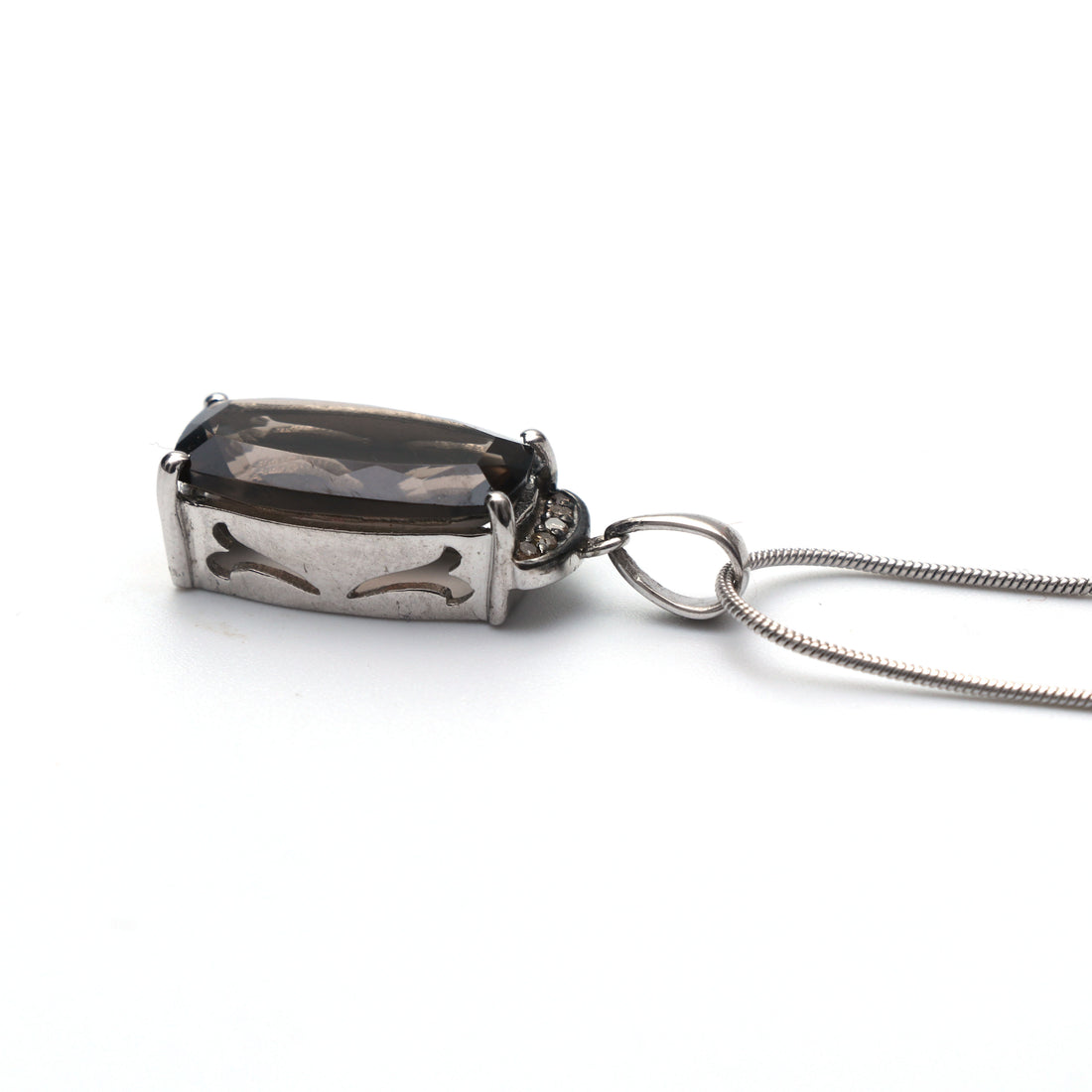 Smoky Quartz and Champagne Diamond Pendant