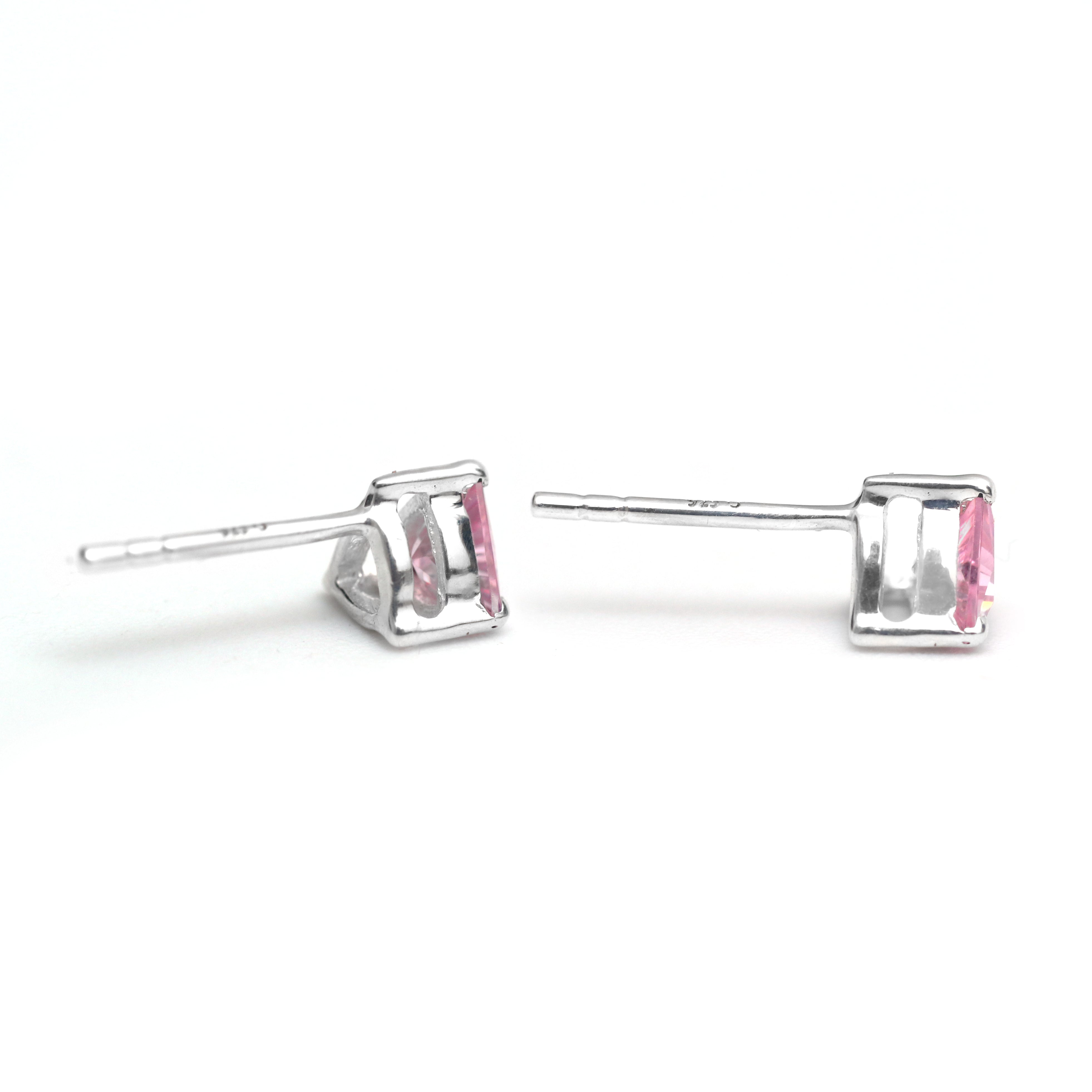 Pink Diamond Triangle Earring